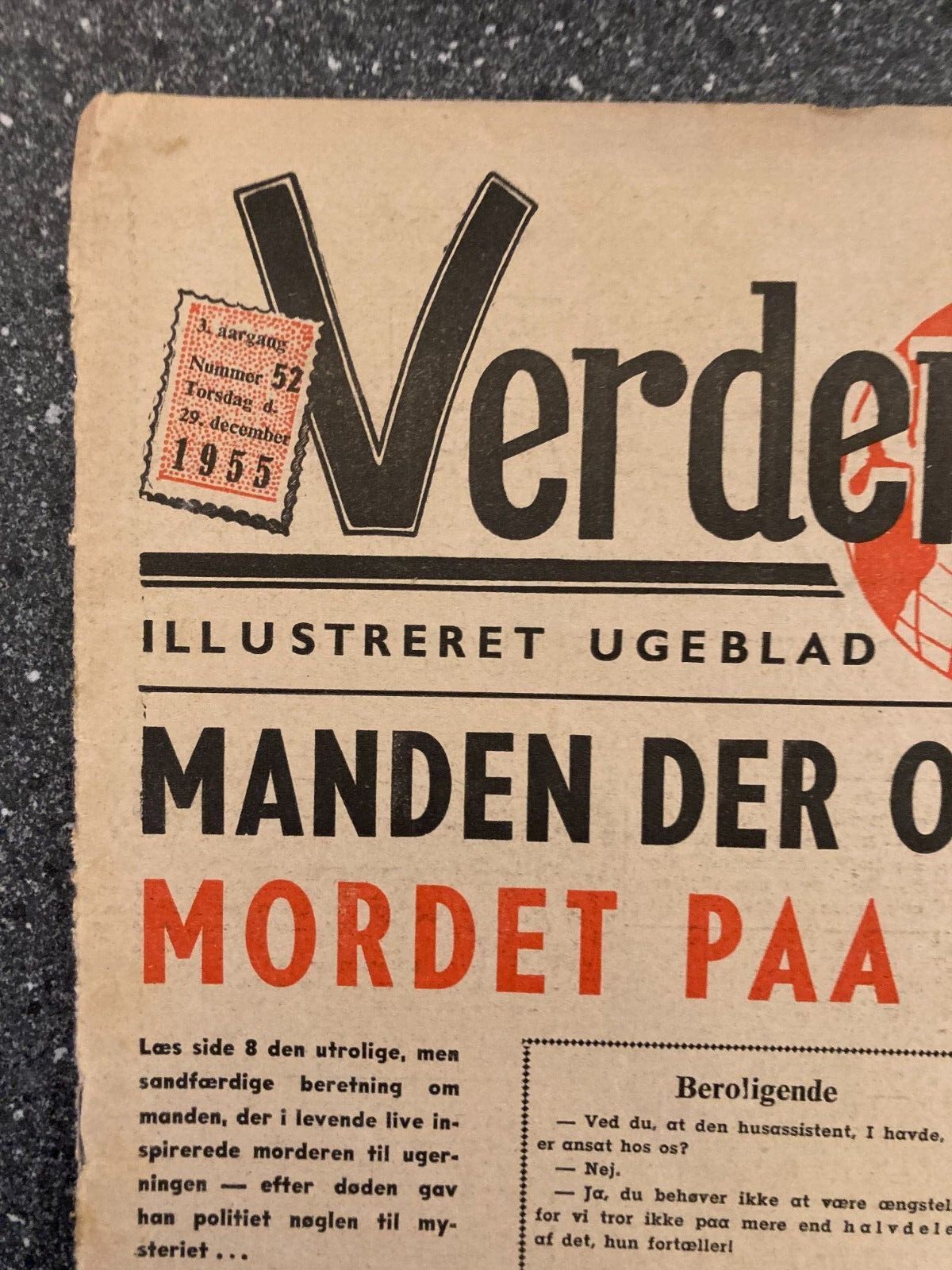 Mamie van Doren John Carl Grimek Danish Magazine 1956 "Verden Rundt"