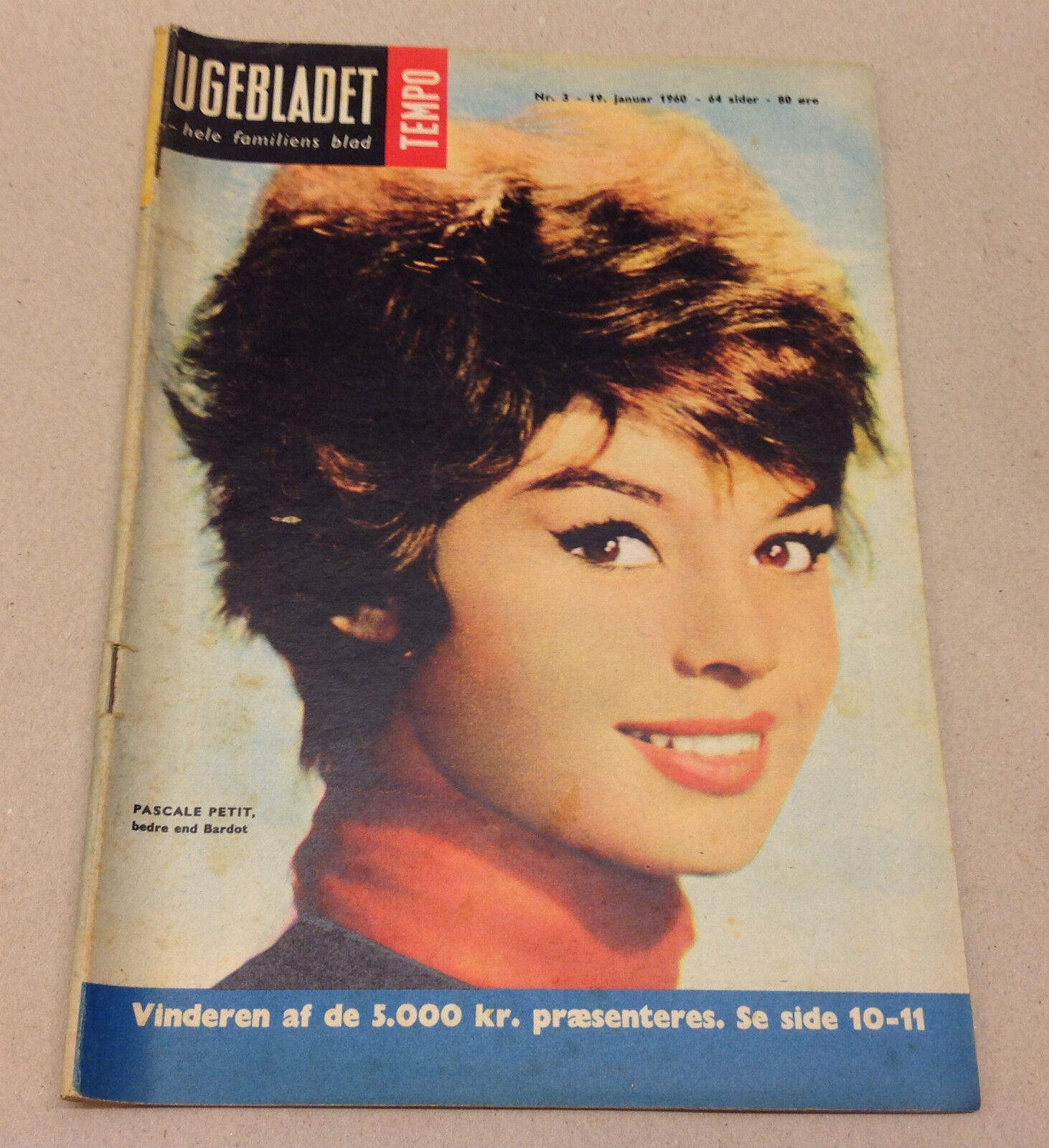 PASCALE PETIT ACTRESS Front Cover Original VINTAGE Danish Magazine "Tempo" 1960