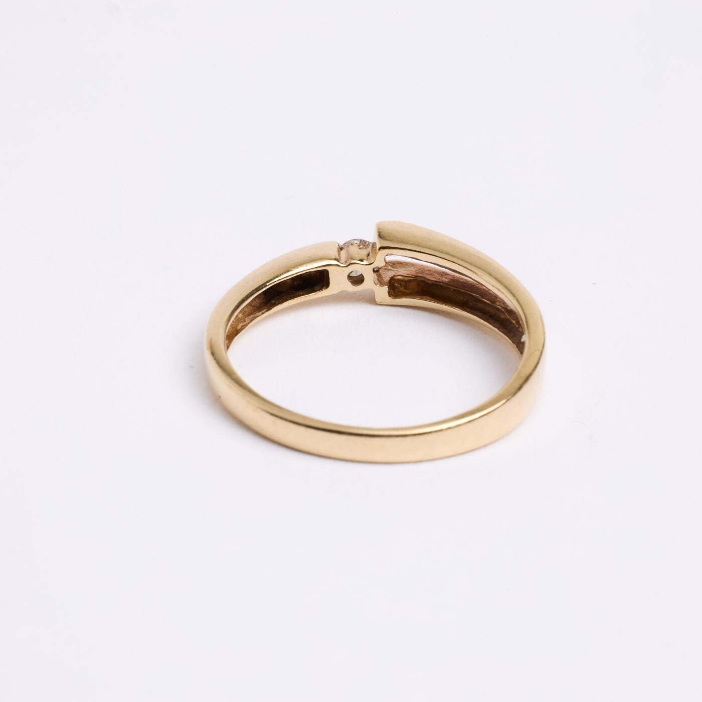 Ring with diamond (003 ct) in 14K Gold size 6½ - 6¾ | Real Genuine