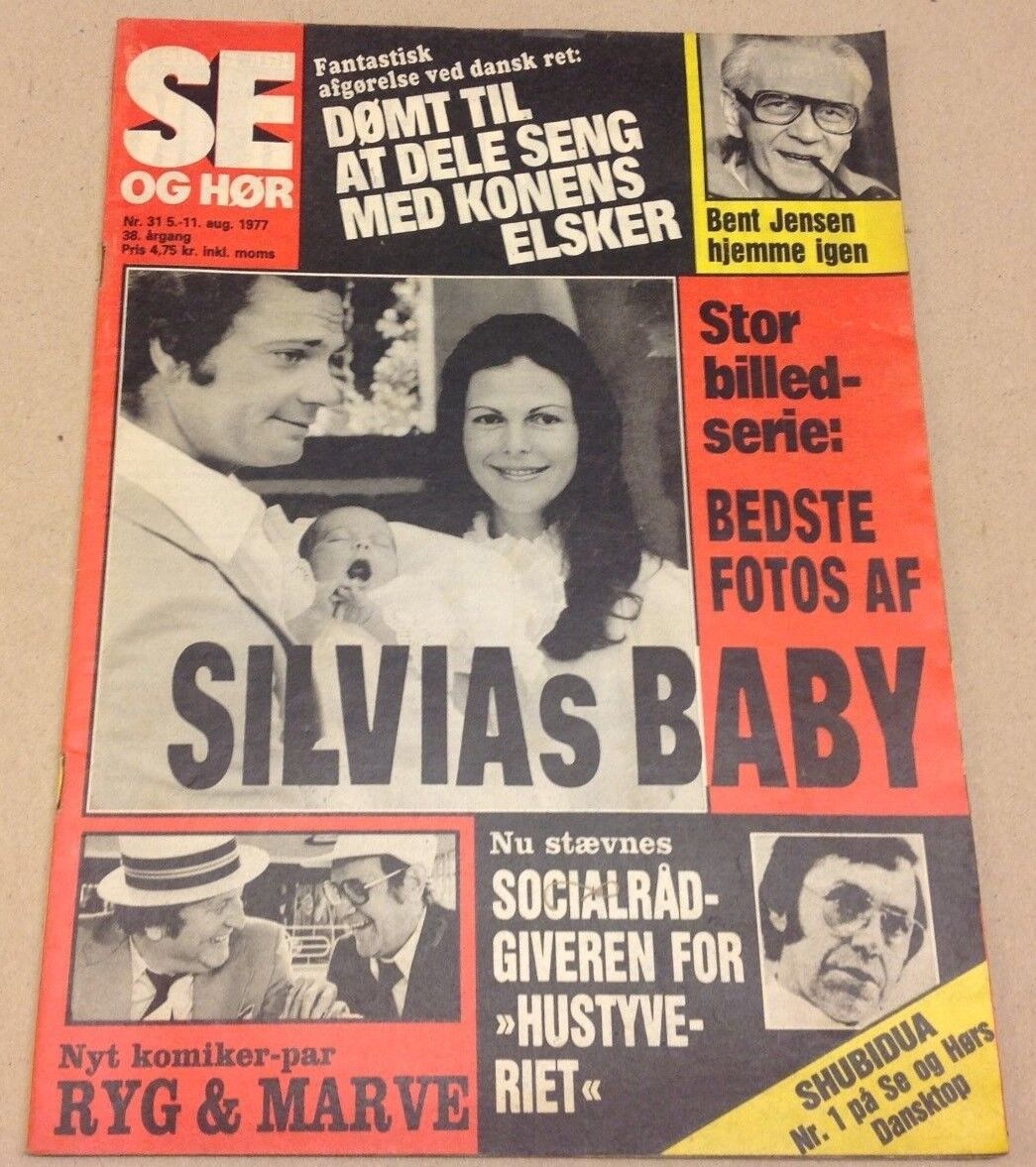 Queen Silvia Princess Victoria Birth Gustaf Danish Magazine 1977 "Se og Hoer"