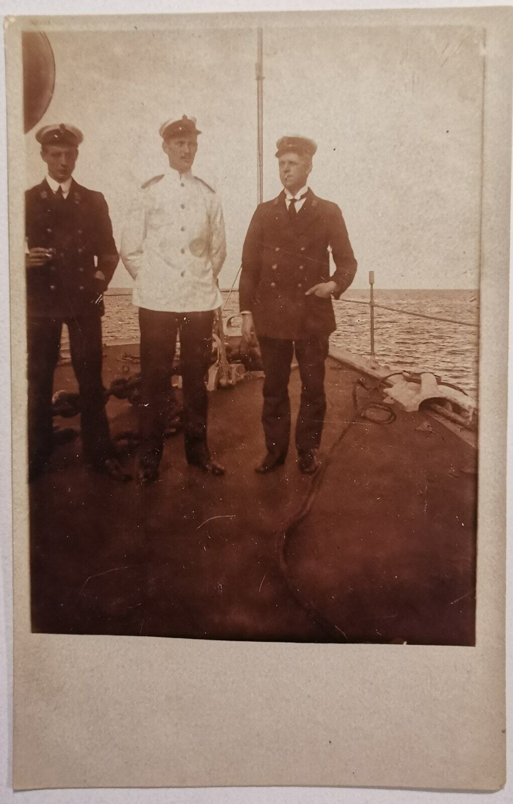 Vintage postcard: Tree danish navy officers on danish war ship 1930s  pok1134