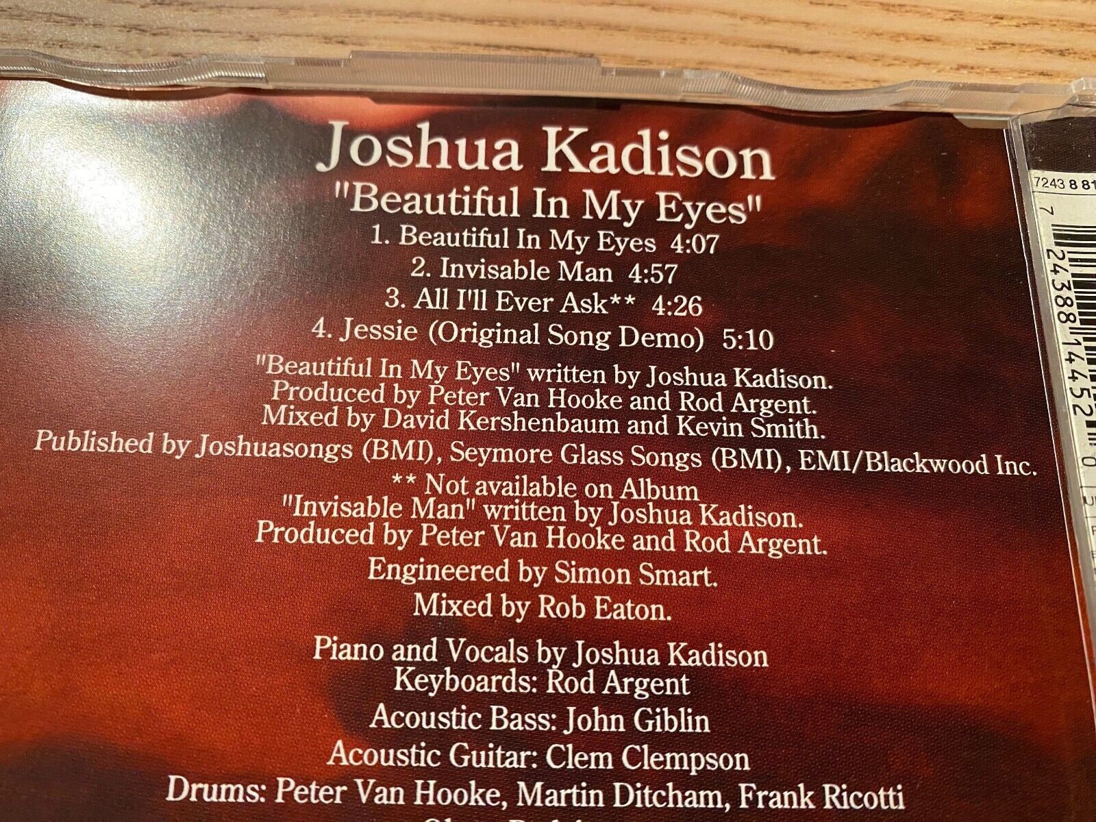 JOSHUA KADISON "BEAUTIFUL IM MY EYES" 1994 4 TRACK CD SINGLE SBK RECORDS DUTCH**