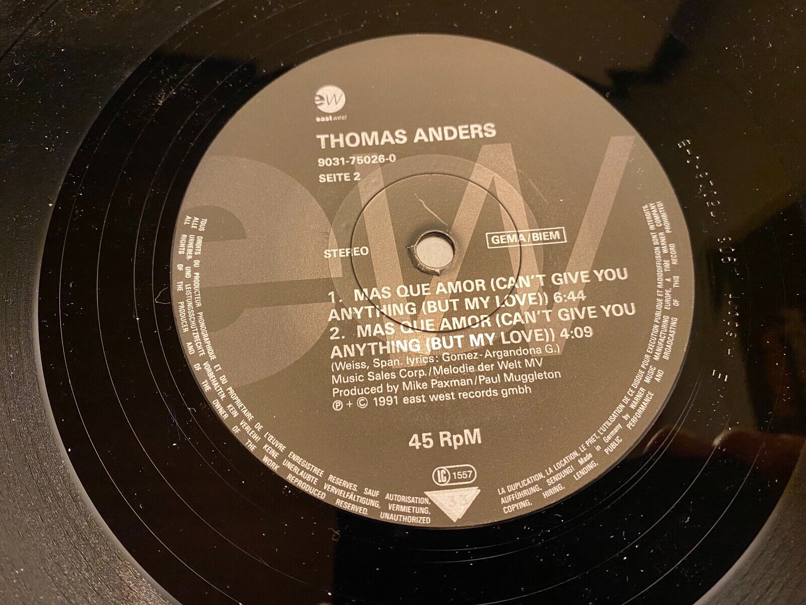 THOMAS ANDERS "CAN´T GIVE YOU ANYTHING (BUT MY LOVE)" 1991 12 MAXI 45 RPM GERMAN