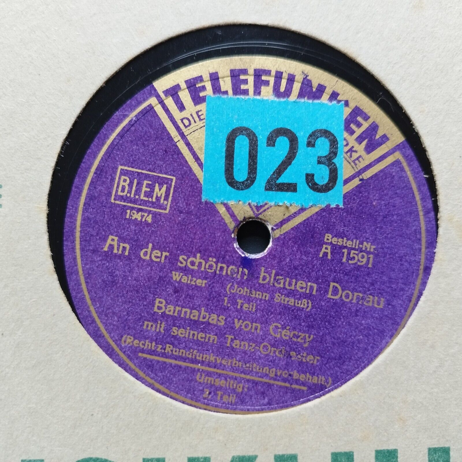 78 RPM  shellac Barnabas von Géczy An der schönen Blauen Donau