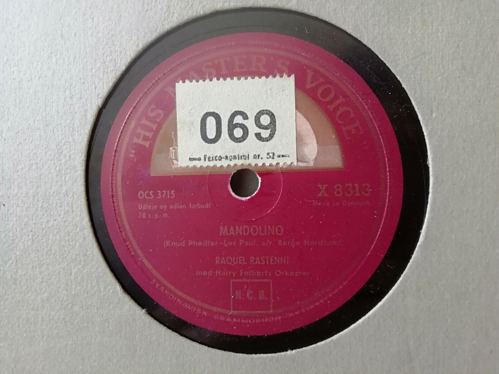 78 rpmRAQUEL RASTENNIViolen(La Pons'e)/MandolinoDanishHMV OCS 3715