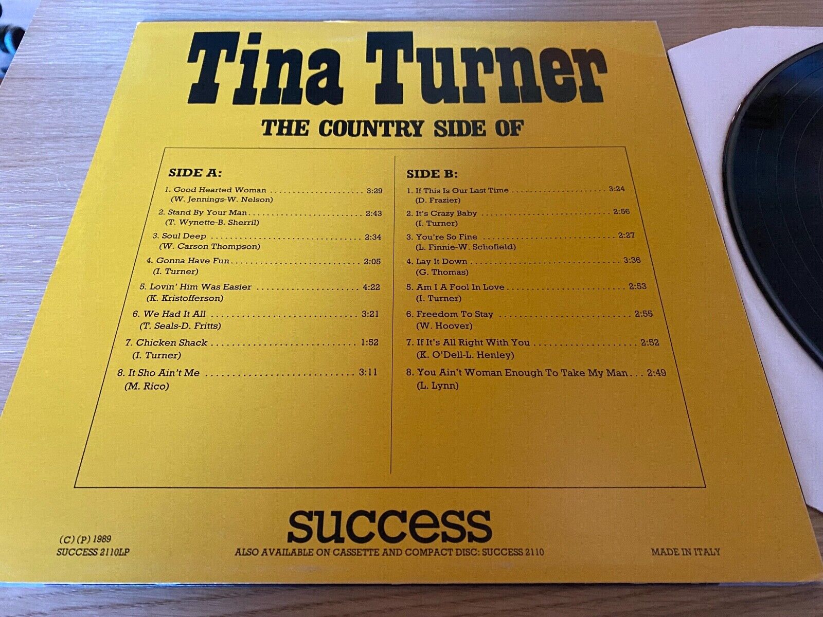 TINA TURNER THE COUNTRY SIDE OF TINA TURNER MINT 16 TRACK ITALIAN PRESS LP SIAE*