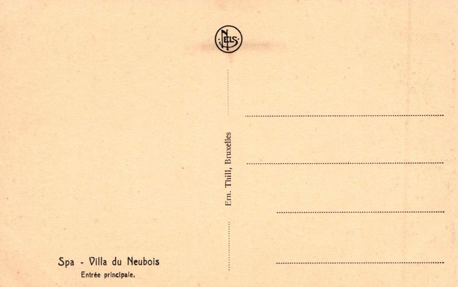 Spa Villa du Neubois Ern Thill Bruxelles Belgium Postcard