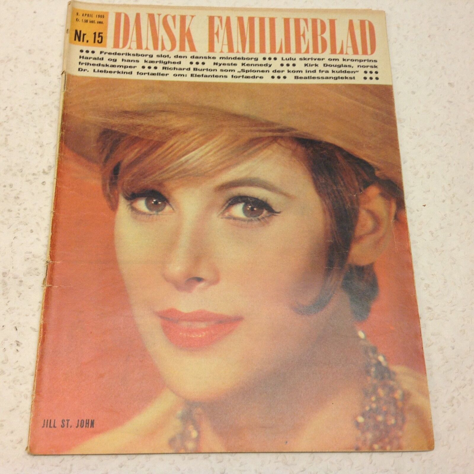 Jill St John Front Cover Photo Vintage Danish Magazine 1965 Dansk Familieblad