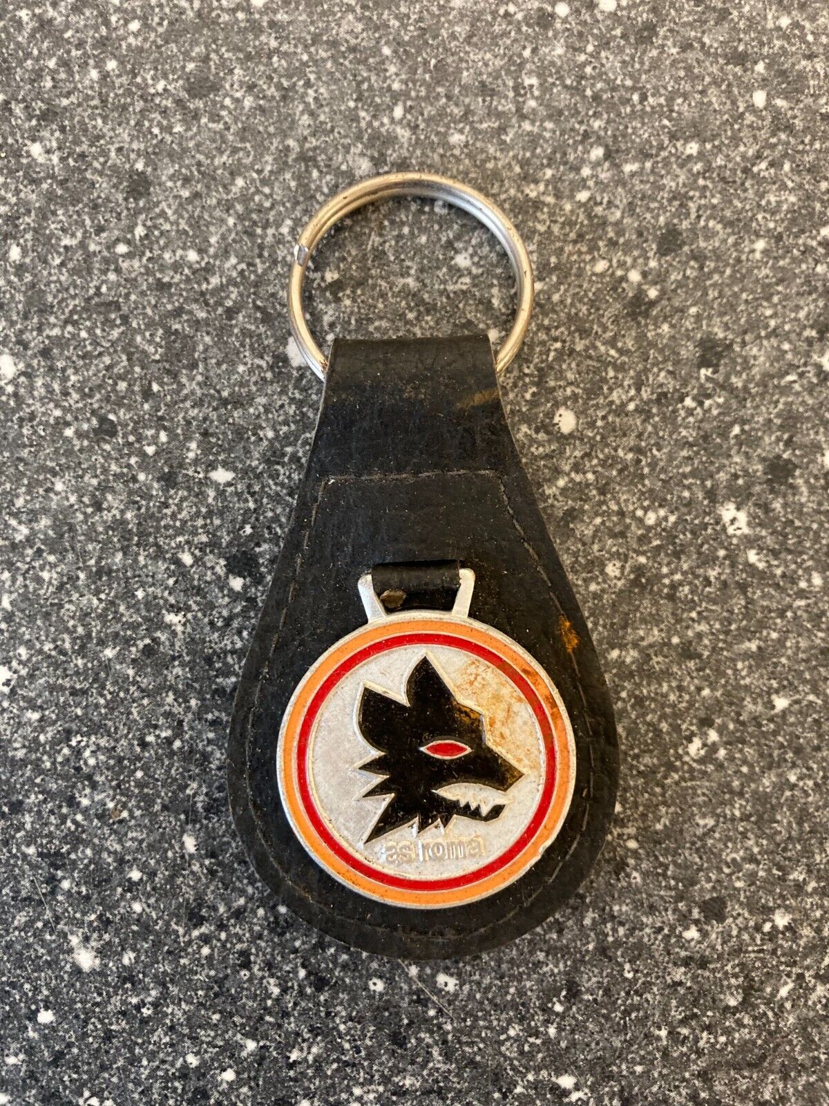 Vintage AS Roma Key Chain - 1980s Leather Keyring with Club Emblem