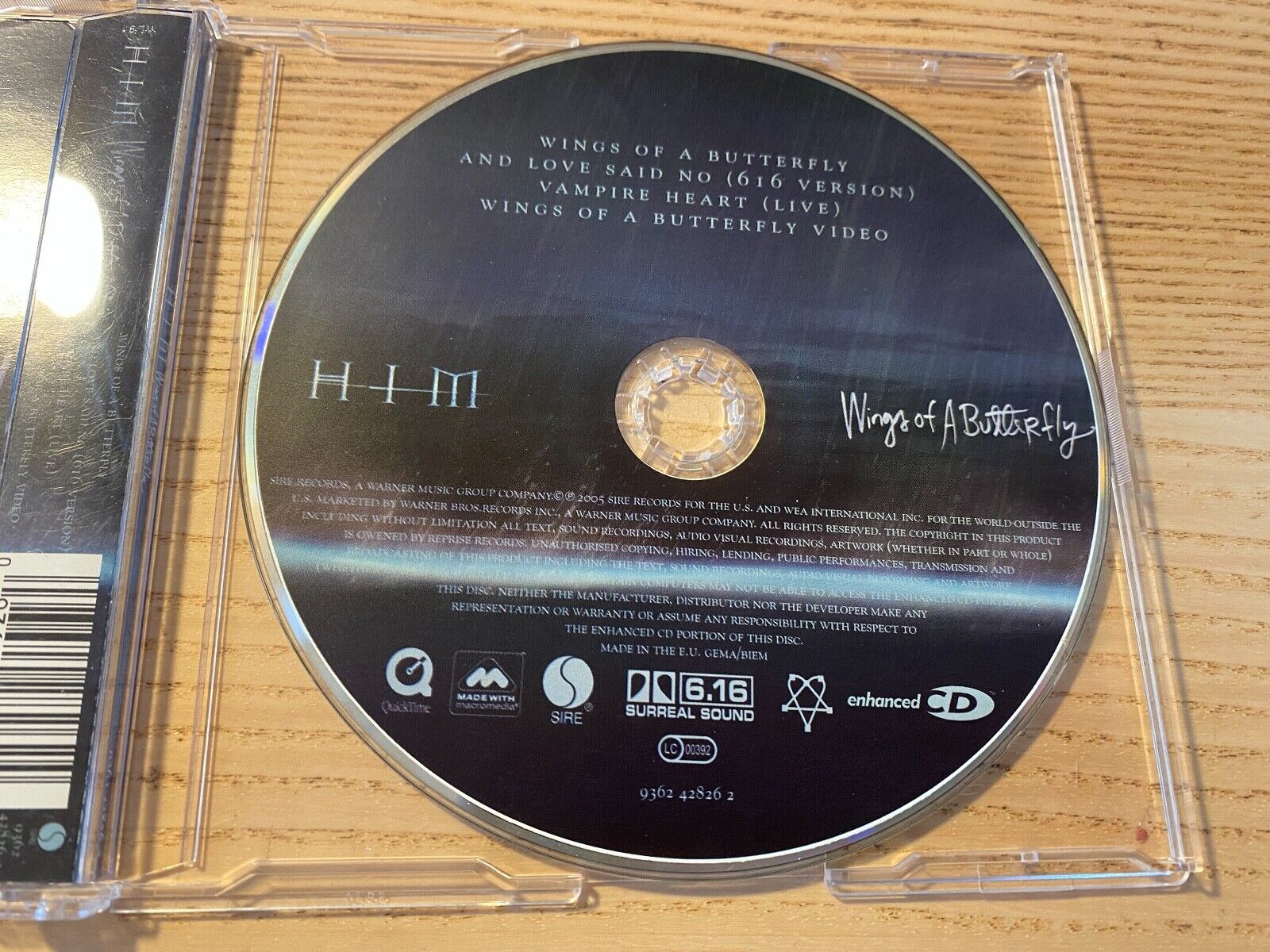 HIM "WINGS OF A BUTTERFLY" 2005 ENHANCED CD SINGLE 3 AUDIO TRACKS SIRE RECORDS**