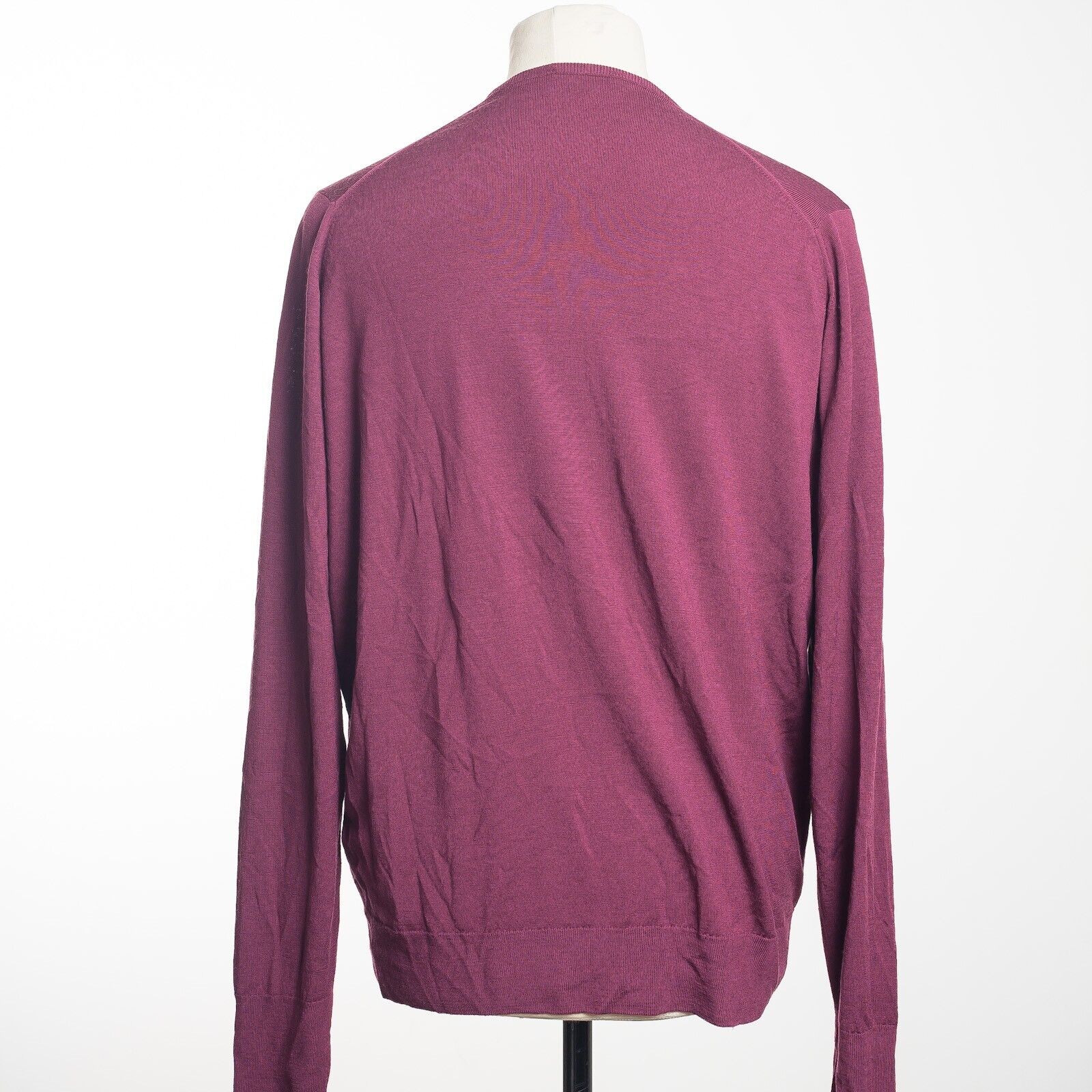 JOHN SMEDLEY Raspberry V-neck Merino Wool Pullover Size XL