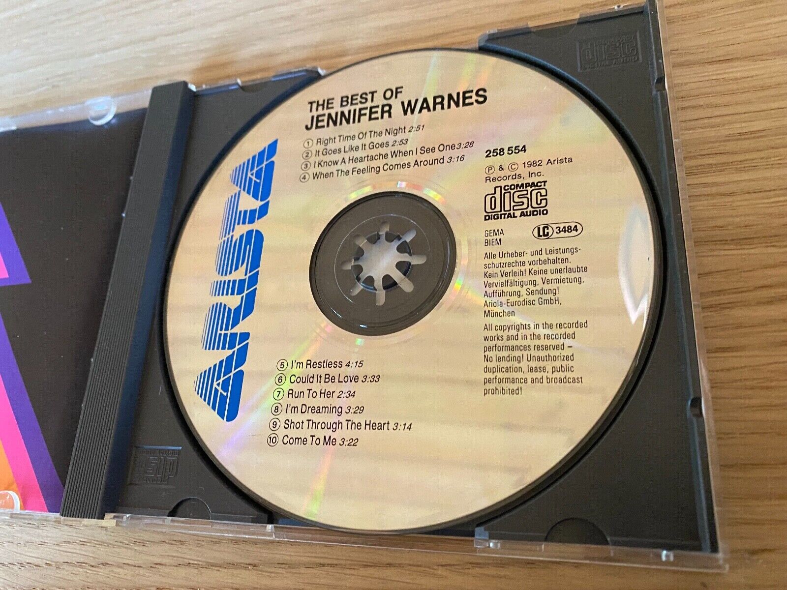 JENNIFER WARNES "THE BEST OF JENNIFER WARNES" 1982 ARISTA RECORDS 10 TRACK CD***