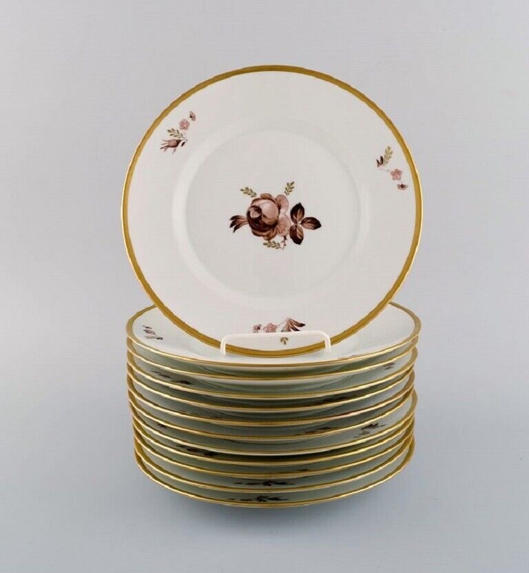 Twelve Royal Copenhagen Brown Rose plates 1960s