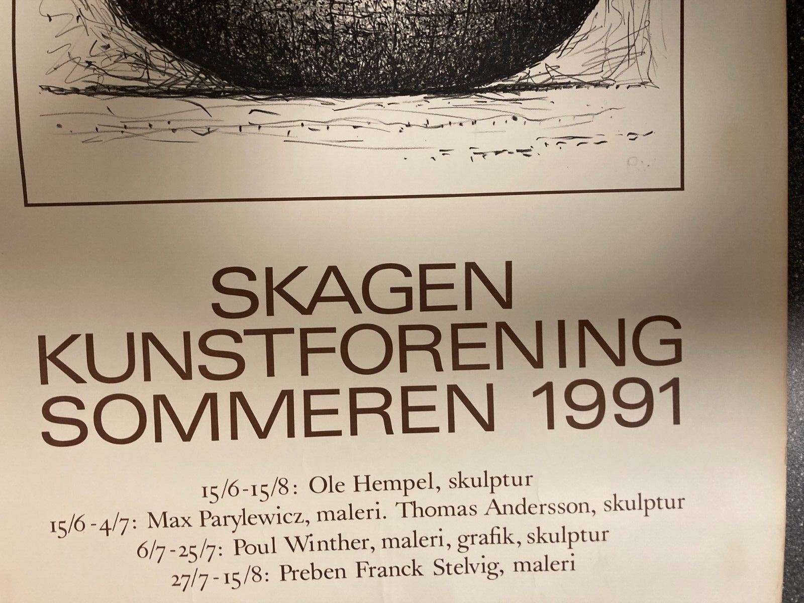 Summer Art Society Ole Hempel Danish Skagen 1991 Exhibition Poster 50x66cm