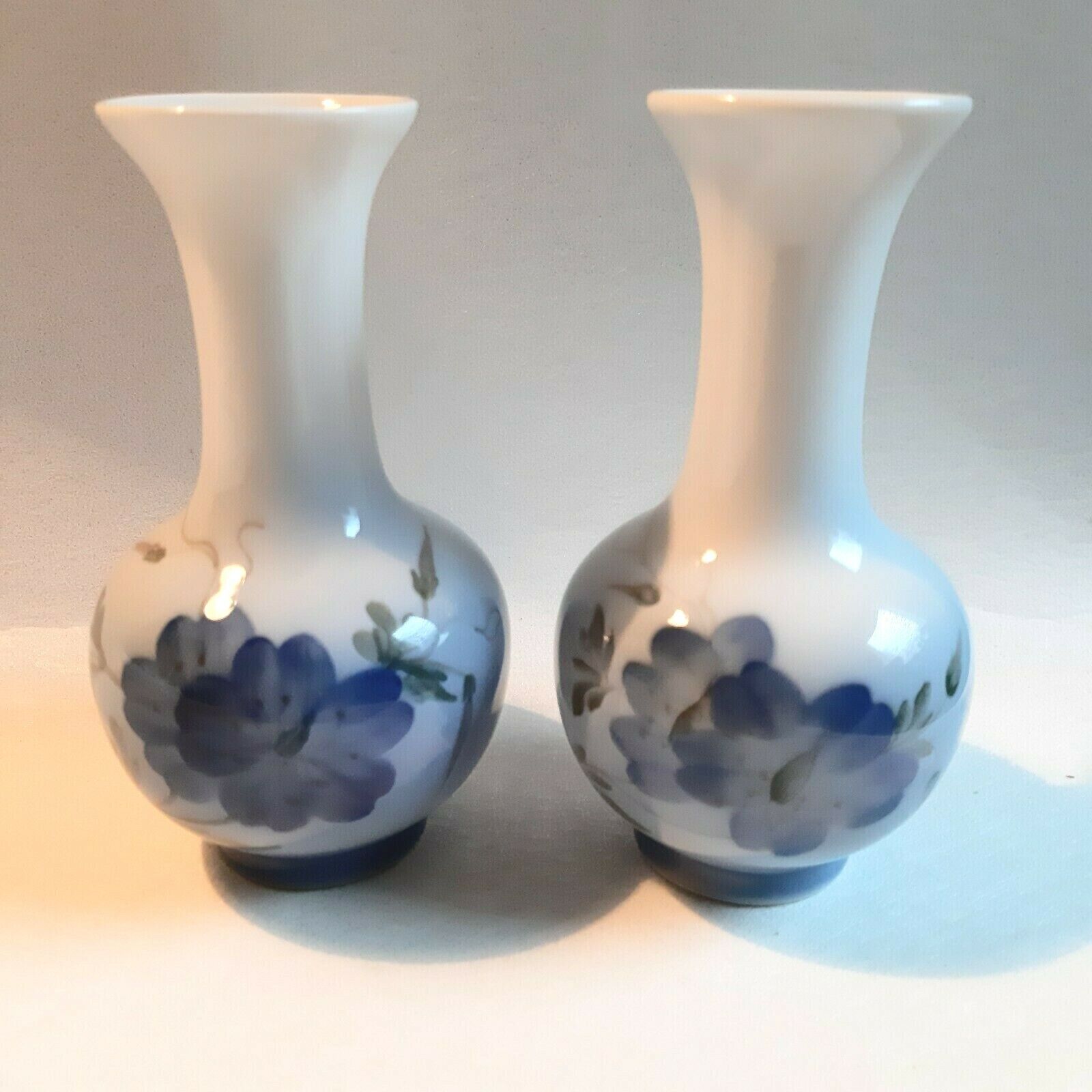 SWEET PAIR of FLORAL vases # 2800/1554 Royal Copenhagen Fact 1st