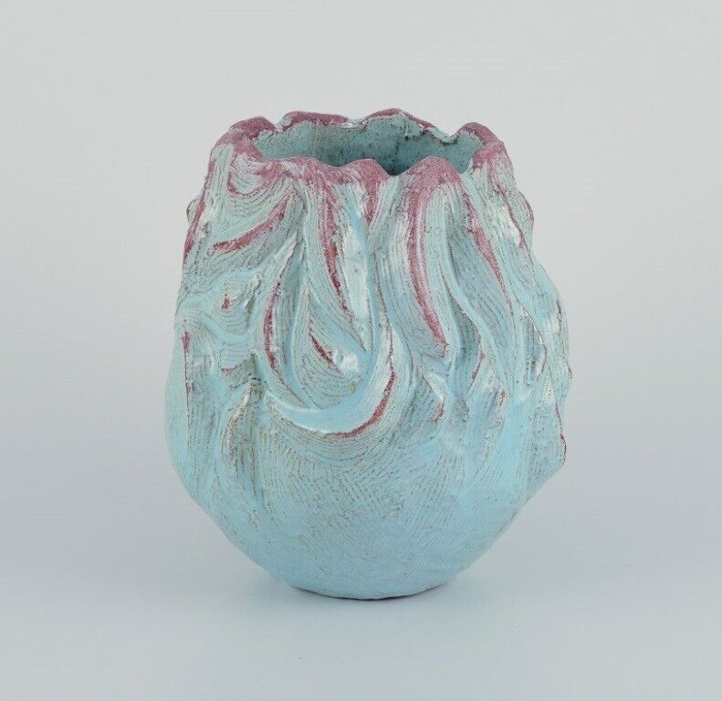 Mette Doller Svaneke Denmark Unique ceramic vase with turquoise glaze