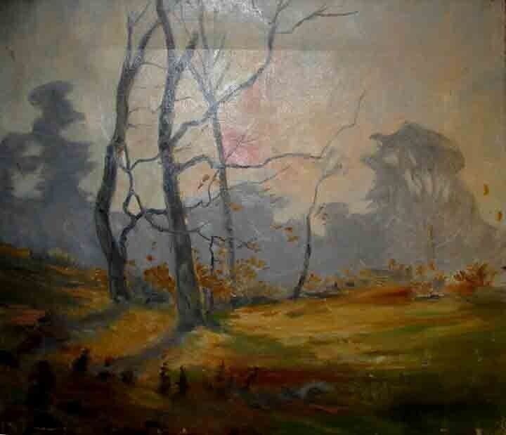 Autumn Landscape Antique oil painting