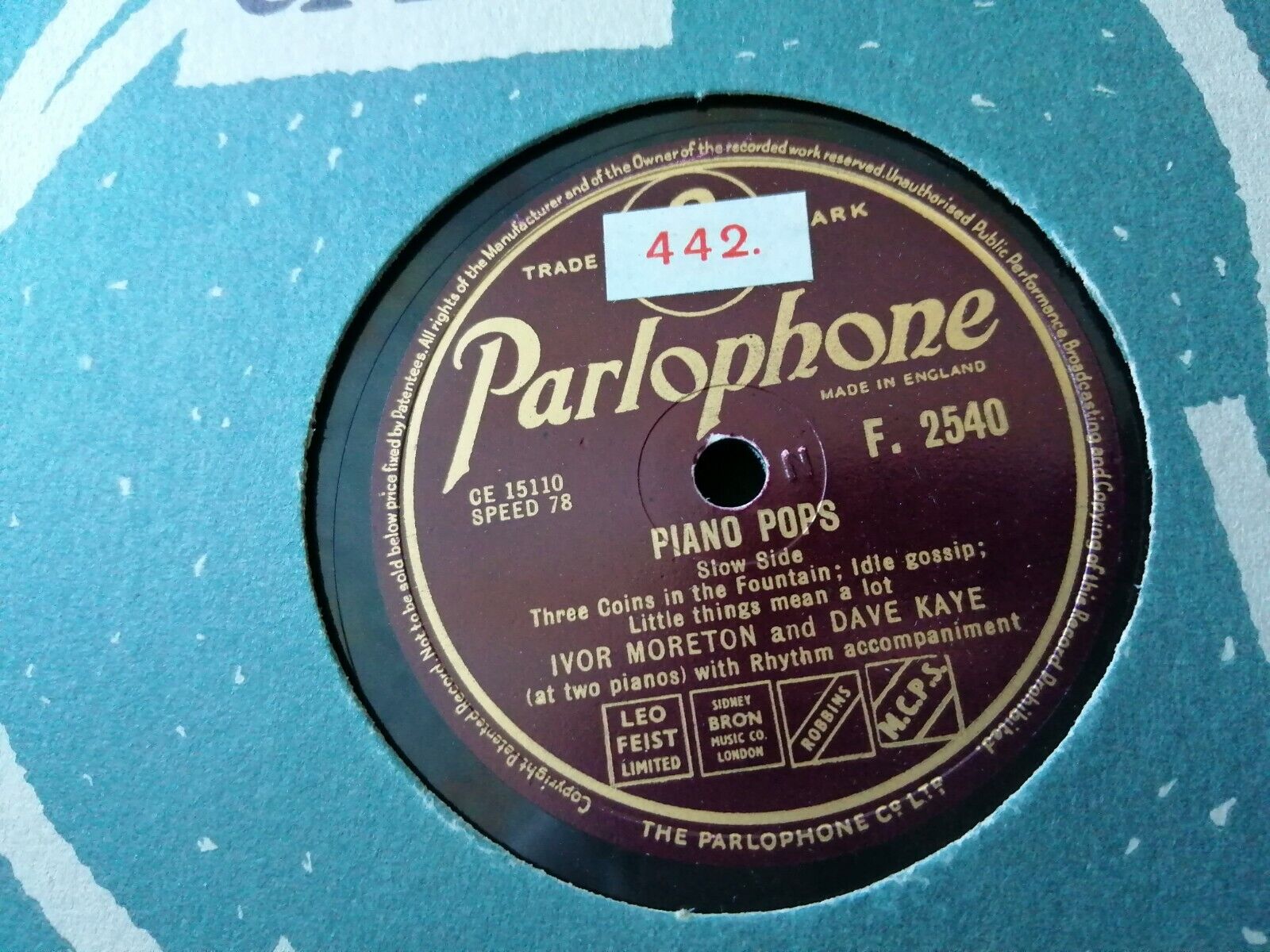 78 rpmIVOR MORETON and DAVE KAYEPiano PopsTwo Pianos Parlophone F2540