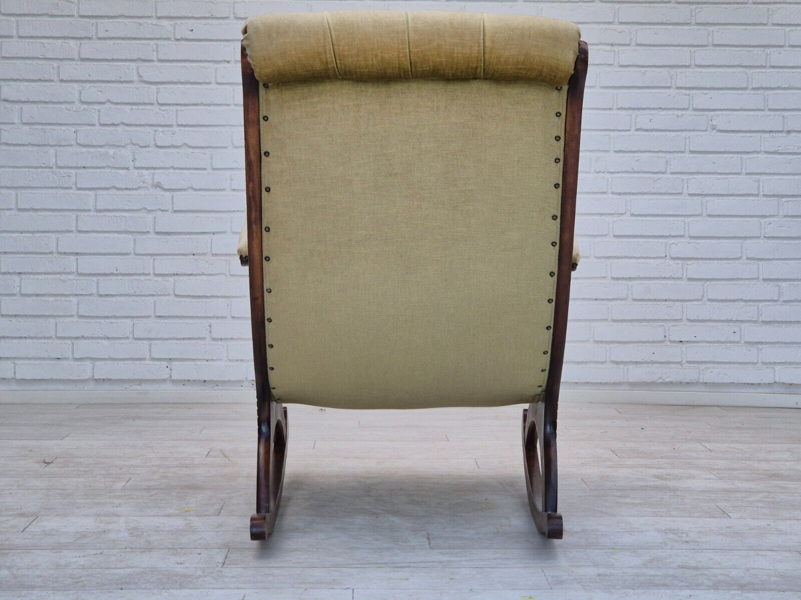 1950s Scandinavian rocking chair vintage green furniture velour