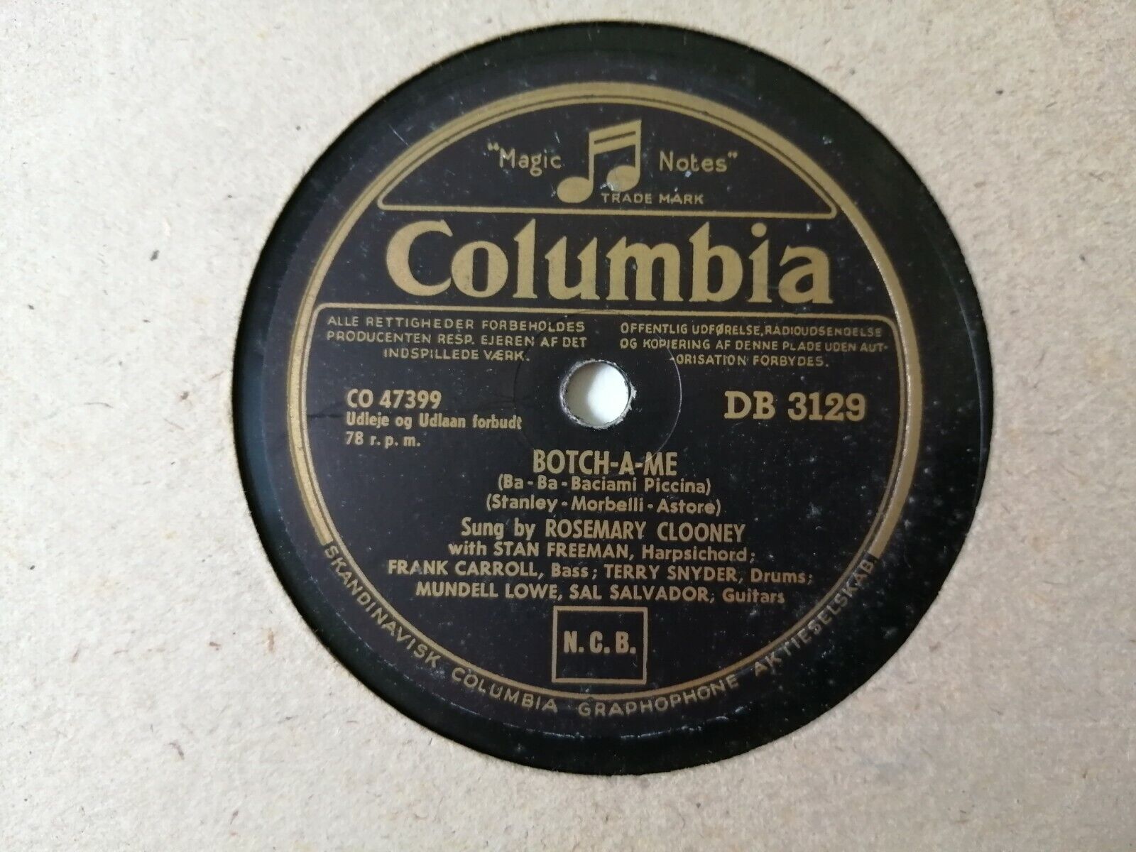 78 rpmROSEMARY CLOONEYHalf As Much/Botch-A-Me Columbia DB 3129 Shellac