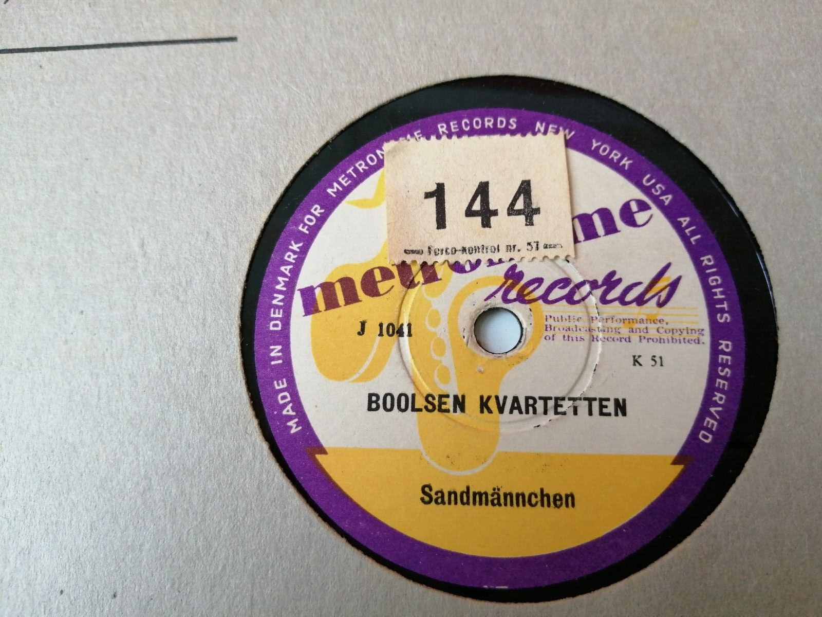 78 RPM  shellacBoolsen KvartettenSandmännchen/I einem Kühlen Grunde