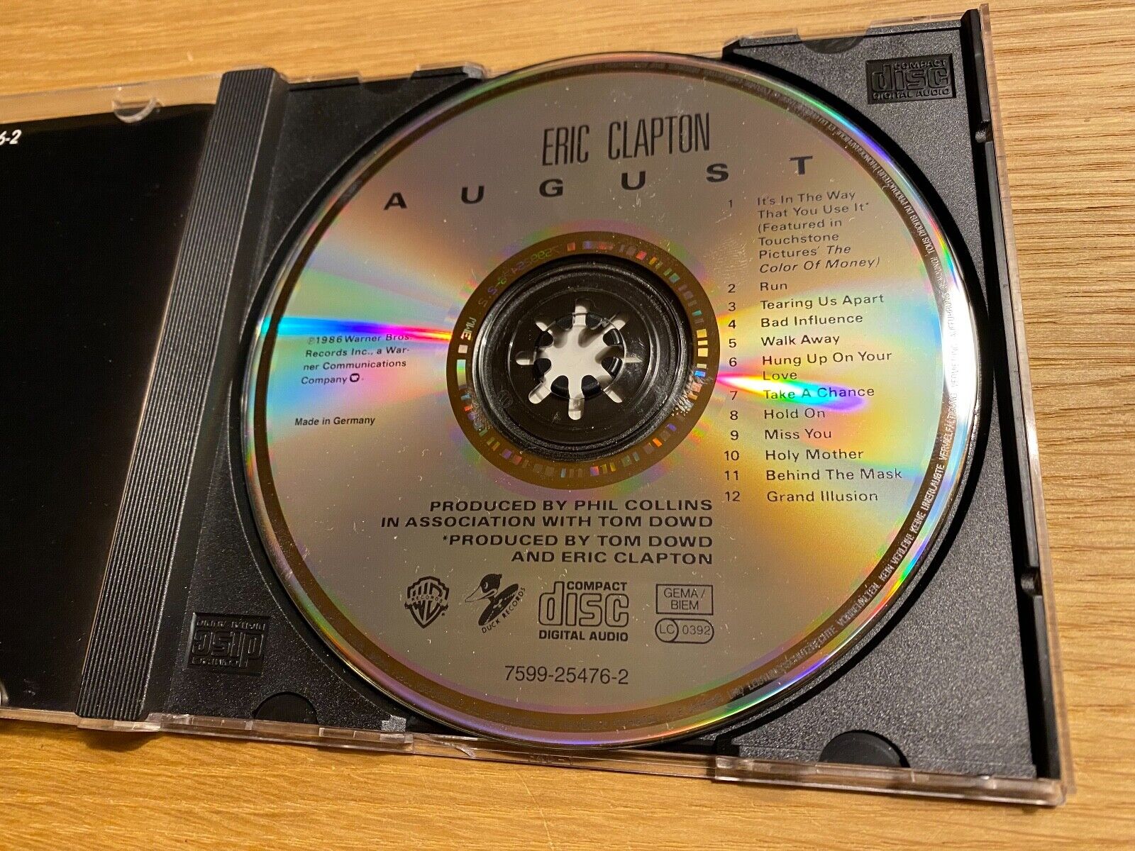 ERIC CLAPTON "AUGUST" 1986 WARNER BROS RECORDS 12 TRACKS CD ALBUM WEST GERMANY*