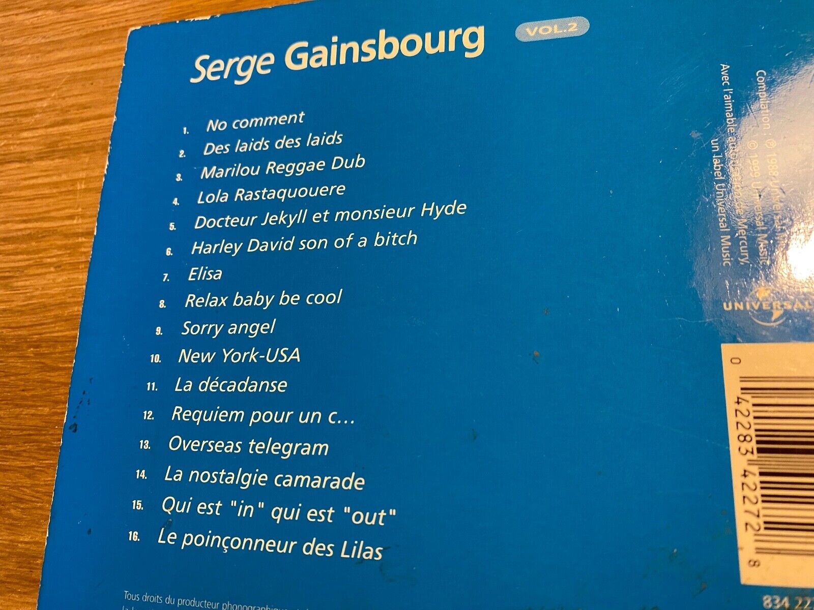 SERGE GAINSBOURG "VOL2" 1988 CD ALBUM 16 TRACKS UNIVERSAL MUSIC DIGIPAK FRANCE*