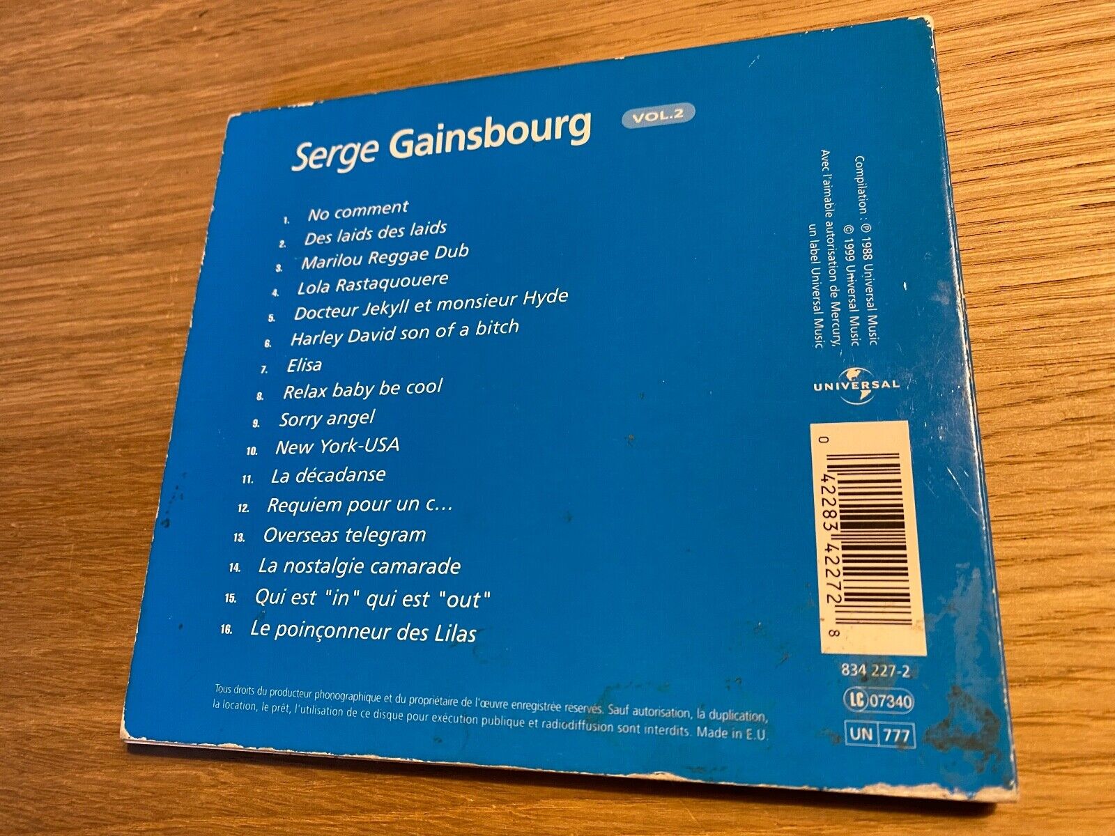 SERGE GAINSBOURG "VOL2" 1988 CD ALBUM 16 TRACKS UNIVERSAL MUSIC DIGIPAK FRANCE*