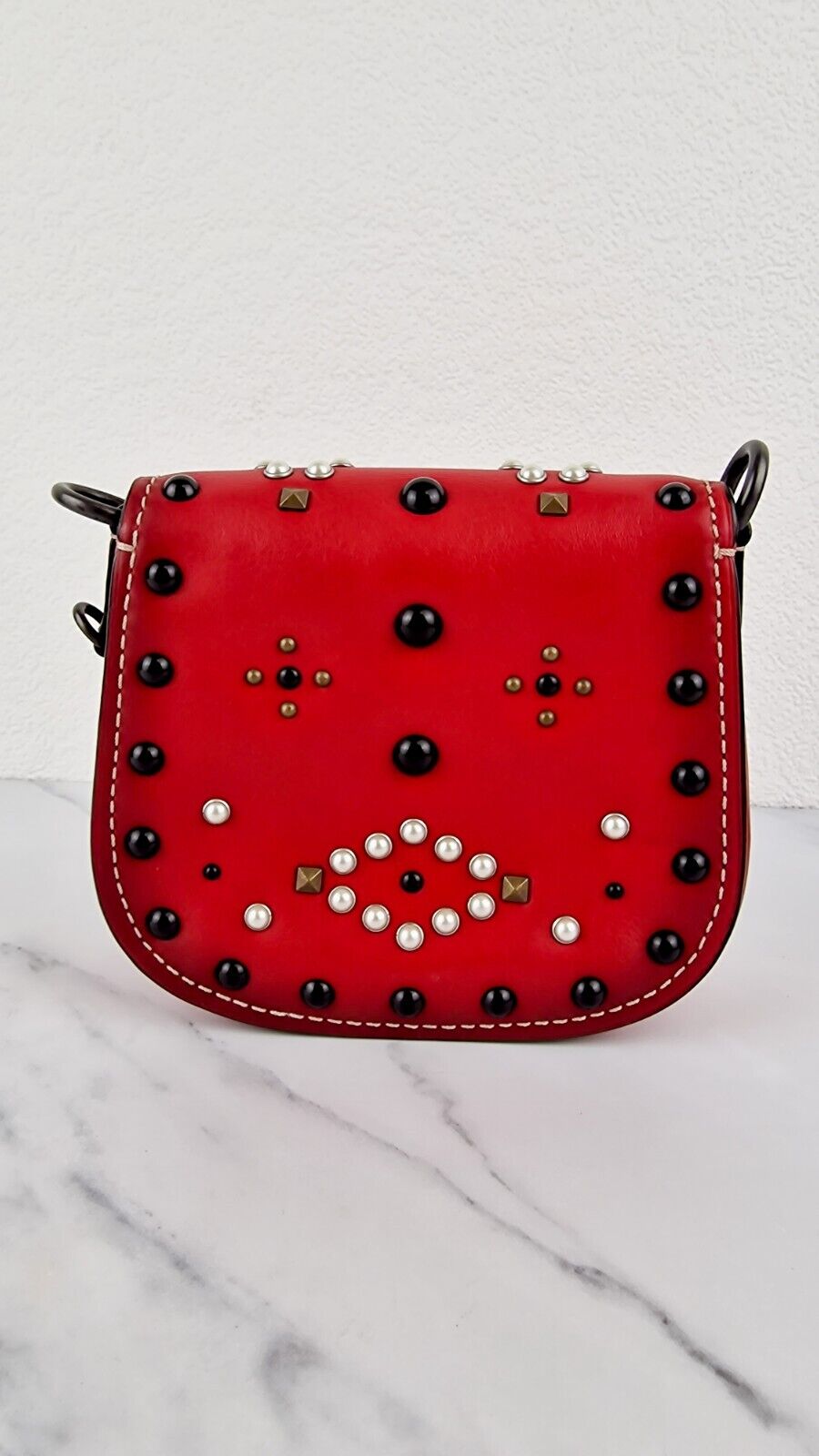 Coach Saddle 17 Western Rivets Red Leather Crossbody 1941  Bag 56564 Studs