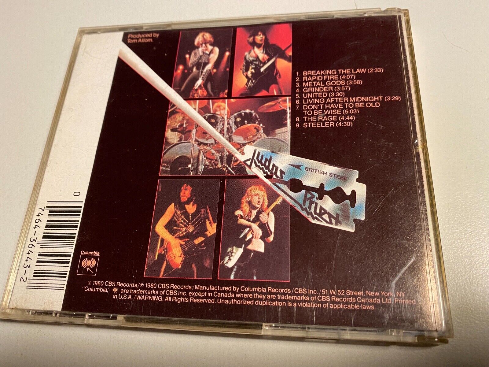 JUDAS PRIEST "BRITISH STEEL" 1980 CD ALBUM 9 TRACK US PRESS COLUMBIA RECORDS RAR