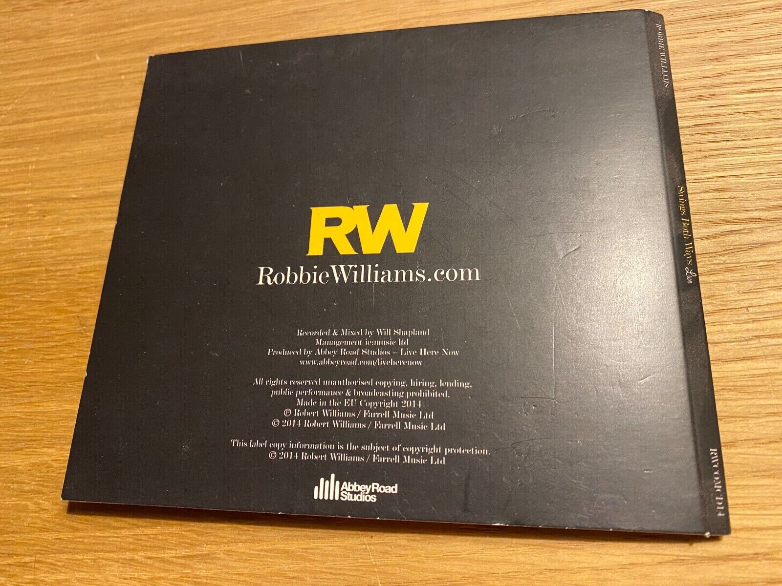 ROBBIE WILLIAMS "SINGS BOTH WAYS LIVE" 2 X CD SET 2014 DIGIPAK ABBEY ROAD STUDIO