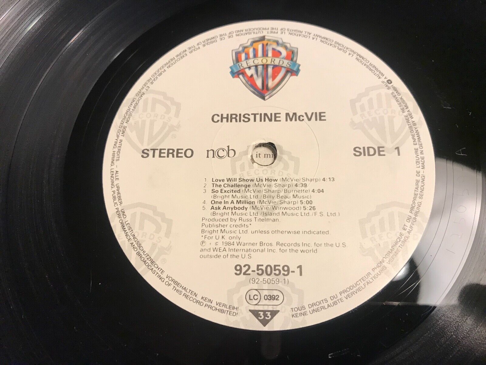 CHRISTINE McVIE WARNER BROS1984 10 TRACKS NCB SCANDINAVIAN PRESSED NCB LP RARE*