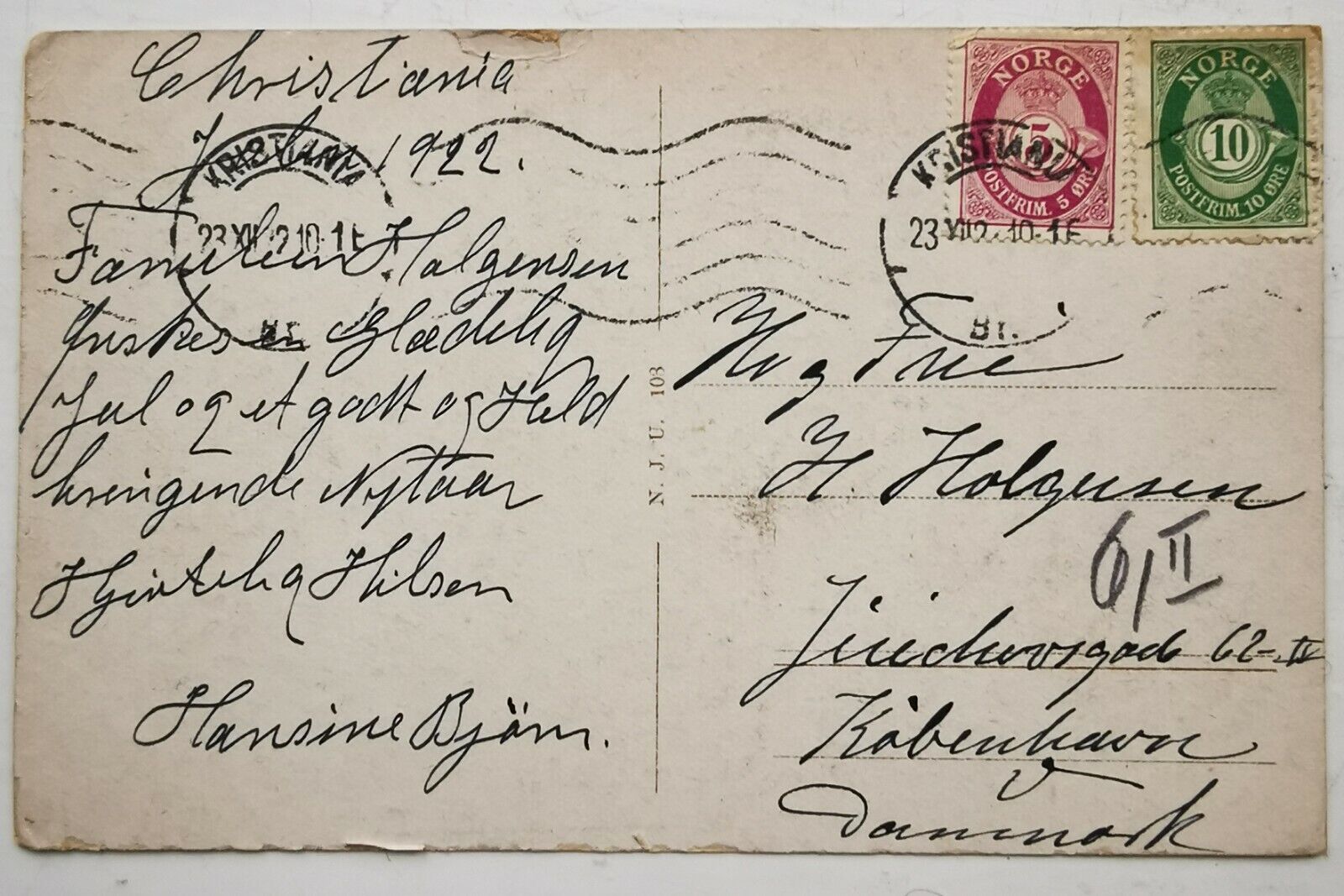 Old un-used postcard: From Tryvandsbanen in Norway Mailed in 1922   pok1271