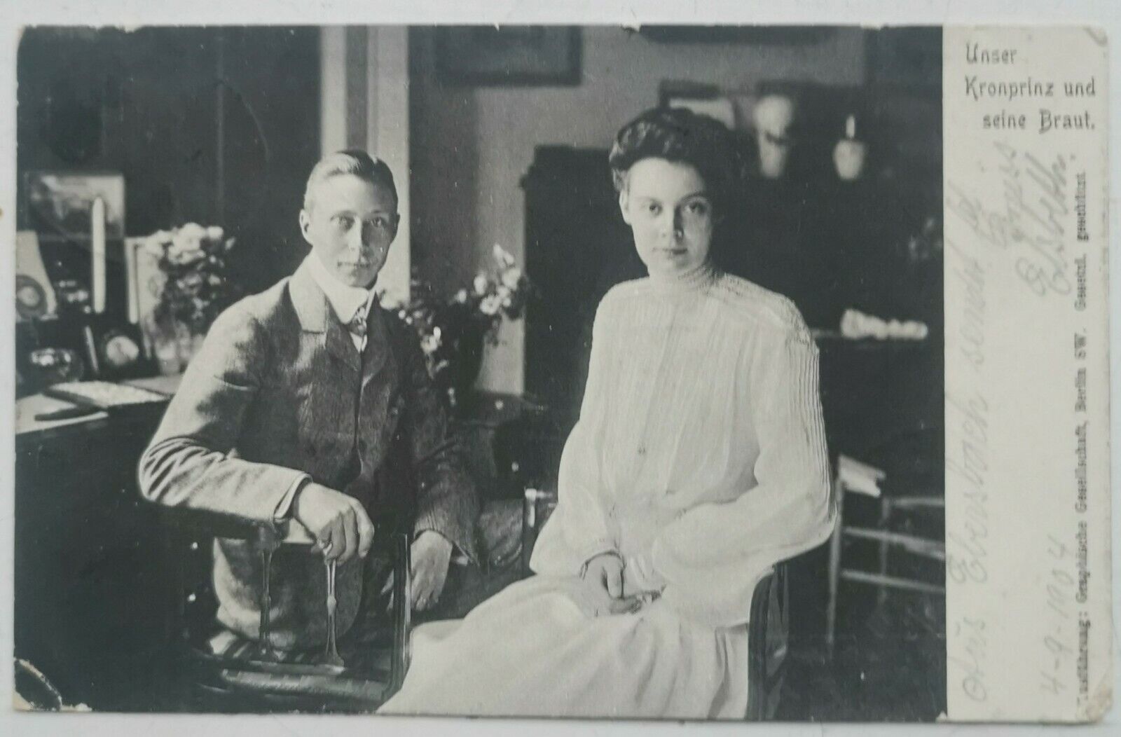 Postcard: German crown prince Wilhelm von Preussen and Duchess Cecilie Pok1223