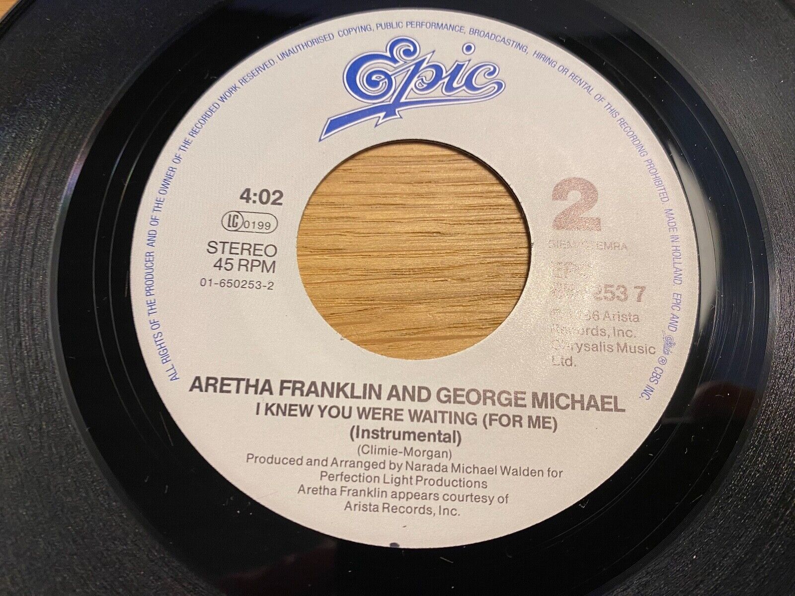 ARETHA FRANKLIN  GEORGE MICHAEL "I KNEW YOU WERE WAITING (FOR ME) " 1986 EPIC 7