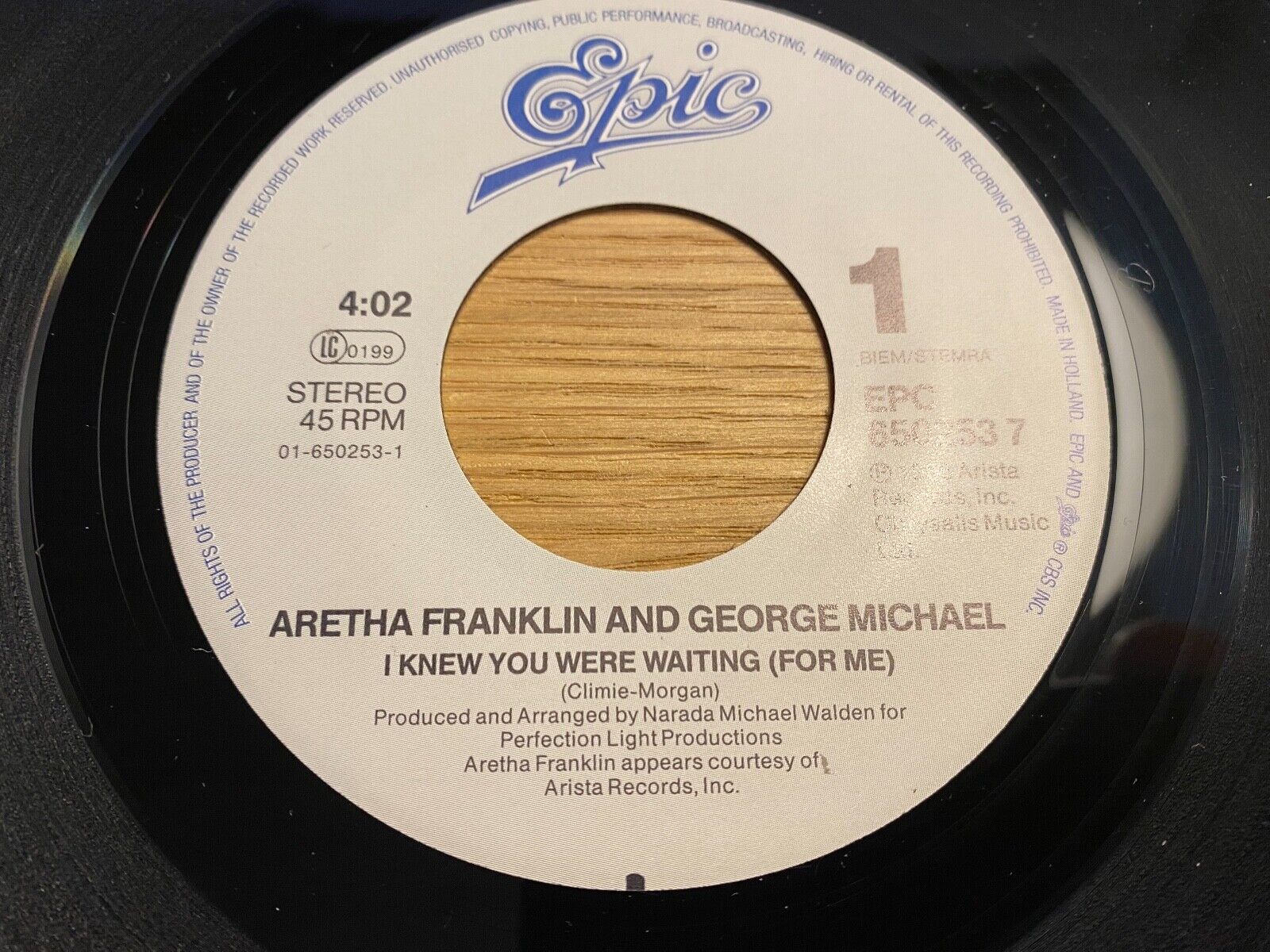 ARETHA FRANKLIN  GEORGE MICHAEL "I KNEW YOU WERE WAITING (FOR ME) " 1986 EPIC 7