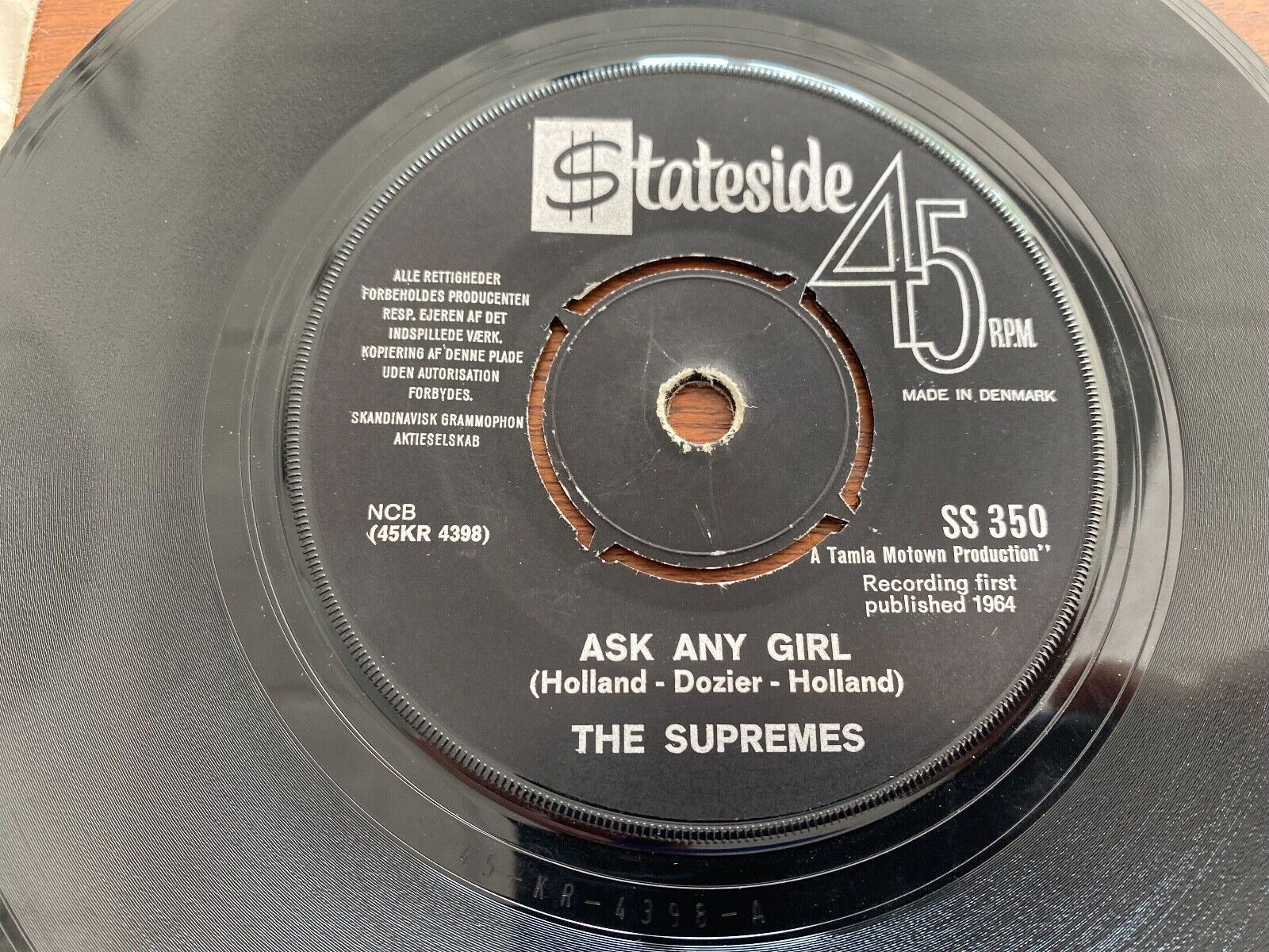 THE SUPREMES "BABY LOVE / ASK ANY GIRL" NCB STATESIDE DANISH PRESS 7" SINGLE OOP