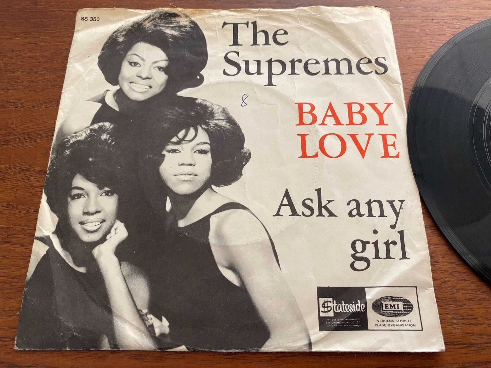 THE SUPREMES "BABY LOVE / ASK ANY GIRL" NCB STATESIDE DANISH PRESS 7" SINGLE OOP