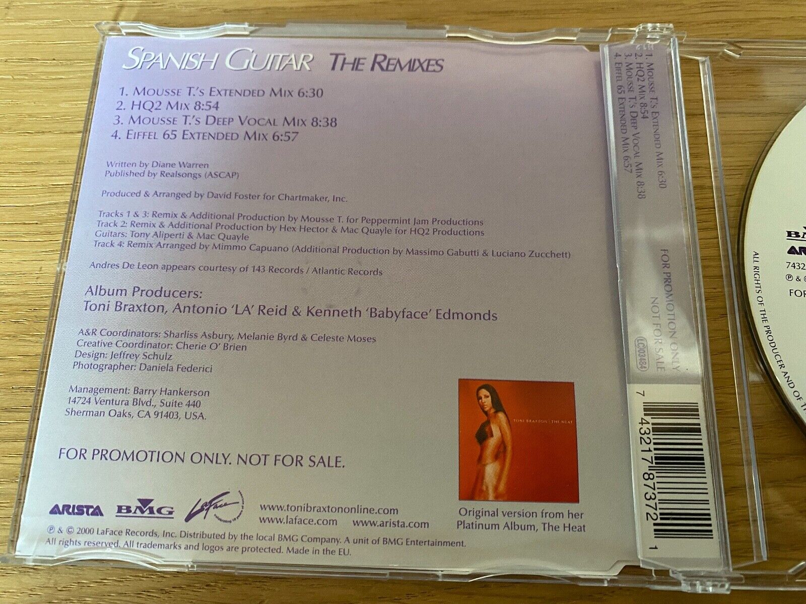 TONI BRAXTON "SPANISH GUITAR" THE REMIXES 2000 PROMOTIONAL 4 TRACKS CD SINGLE***