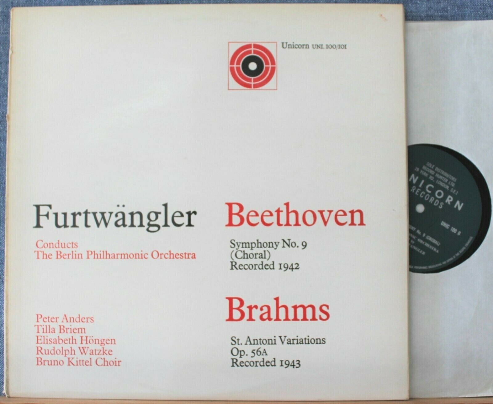 Furtwängler (w Anders; Briem; etc) Beethoven (Symphony 9)+Brahms UNI 100/1 (2)