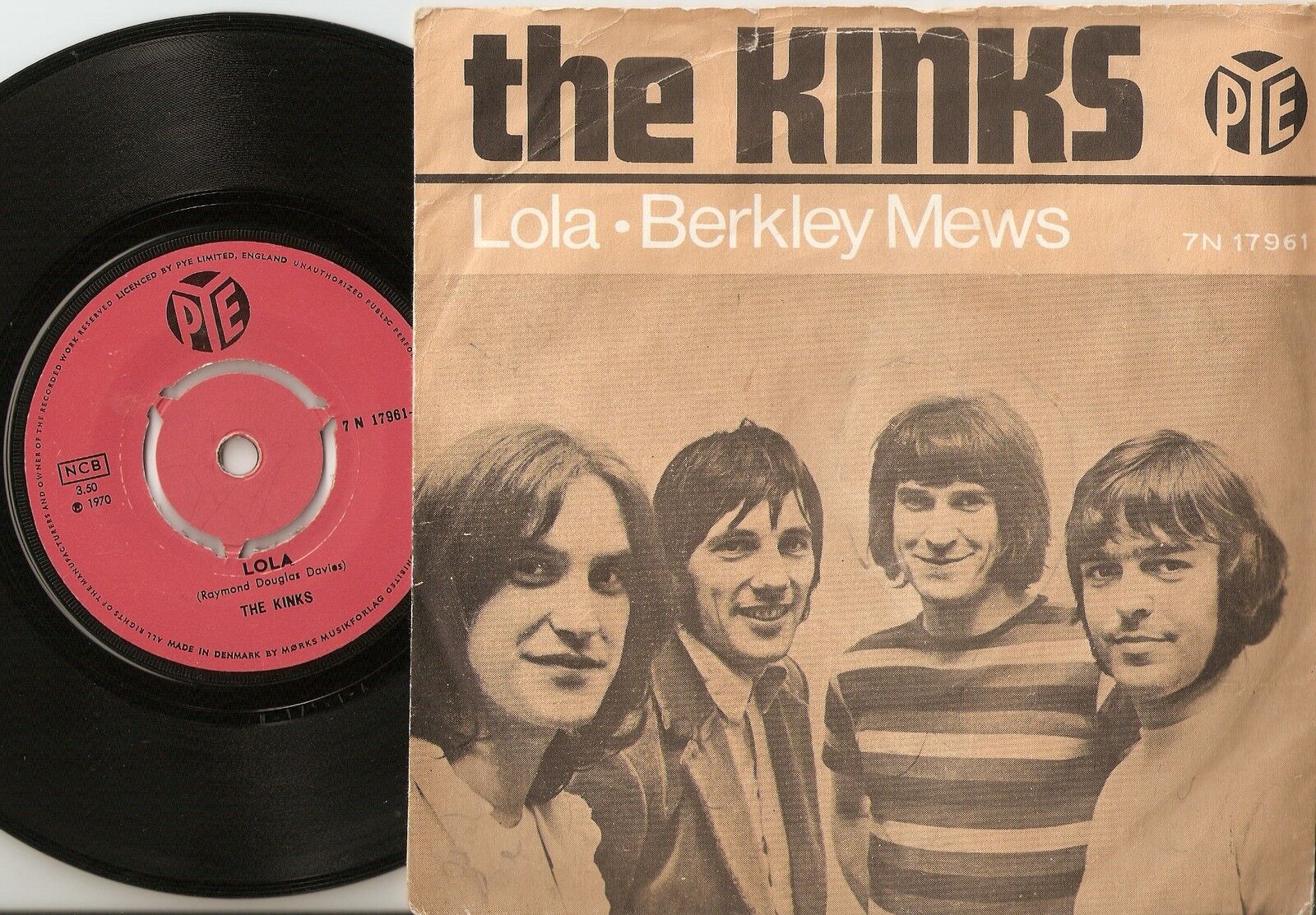 THE KINKS LOLA  BERKLEY MEWS DANISH 45+PS 1970 MOD FREAKBEAT GARAGE PSYCH BEAT