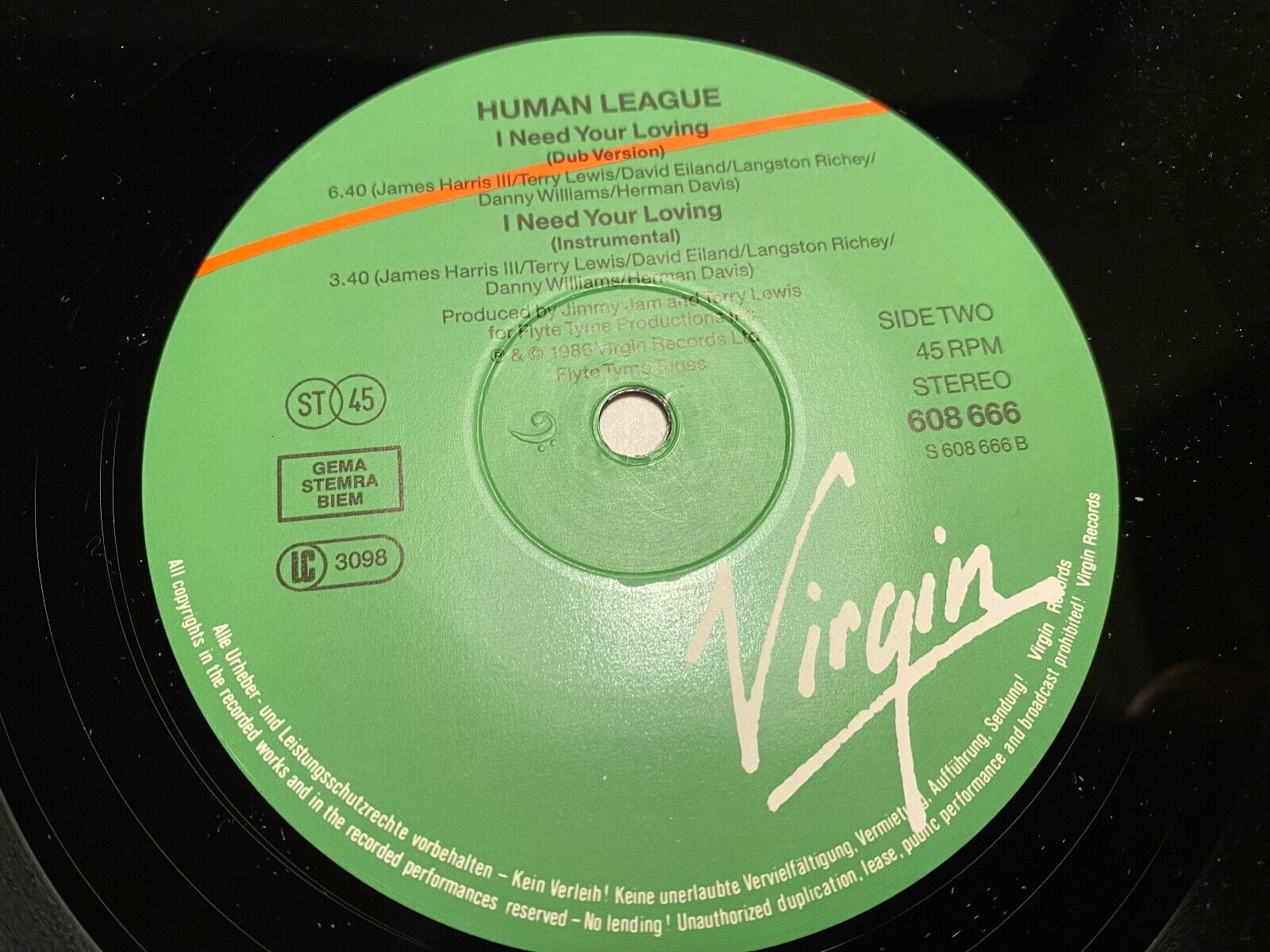 HUMAN LEAGUE "I NEED YOUR LOVING" 1986 VIRGIN RECORDS VINYL MAXI SINGLE 12 INC*