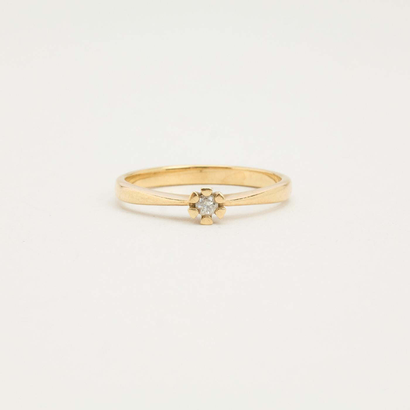 Ring with diamond (0025 ct) in 8K Gold size 6 - 6½ | Vintage Solid