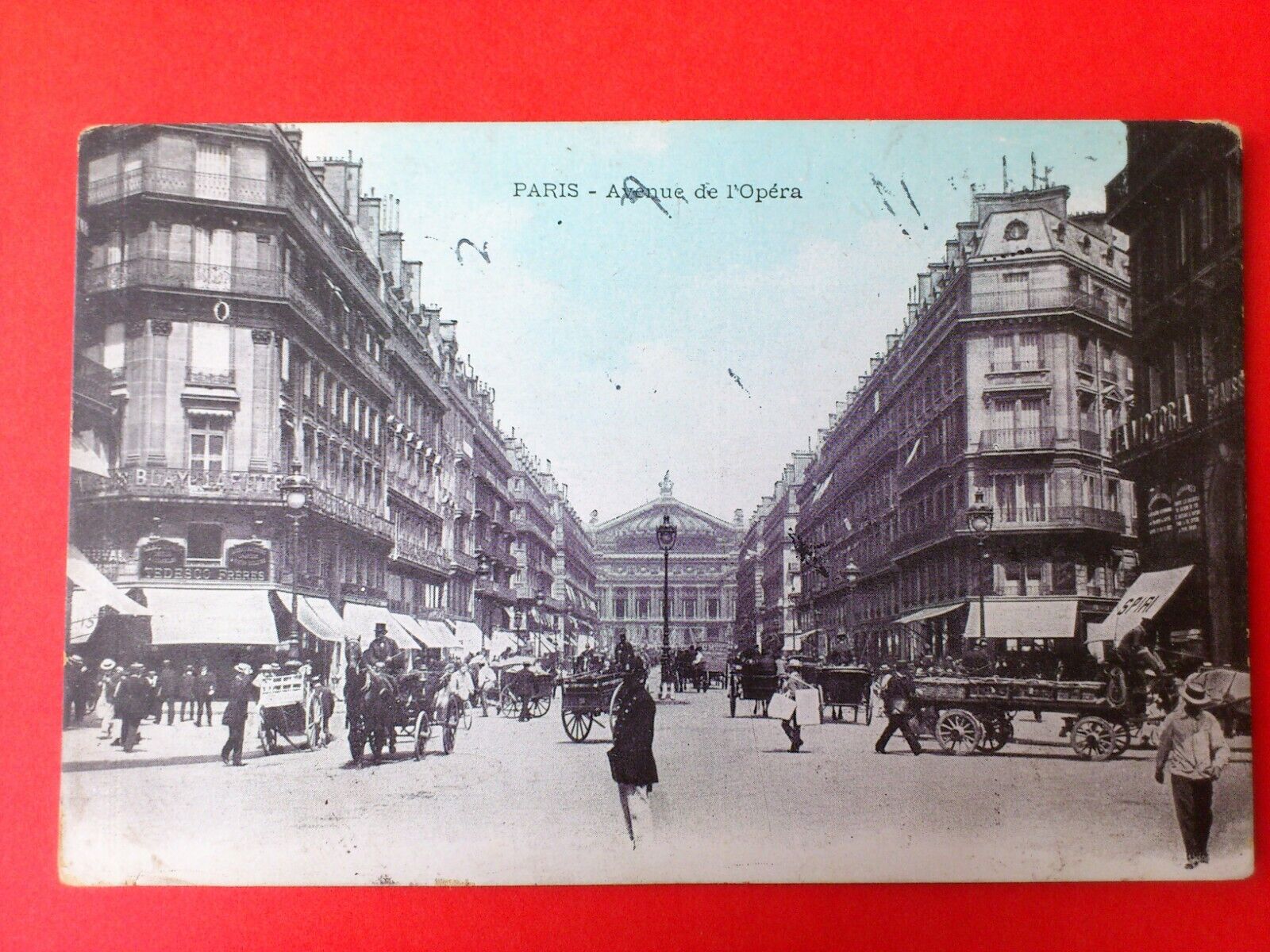 Vintage Postcard FranceParisAvenue de l'Opéra Posted in 1907