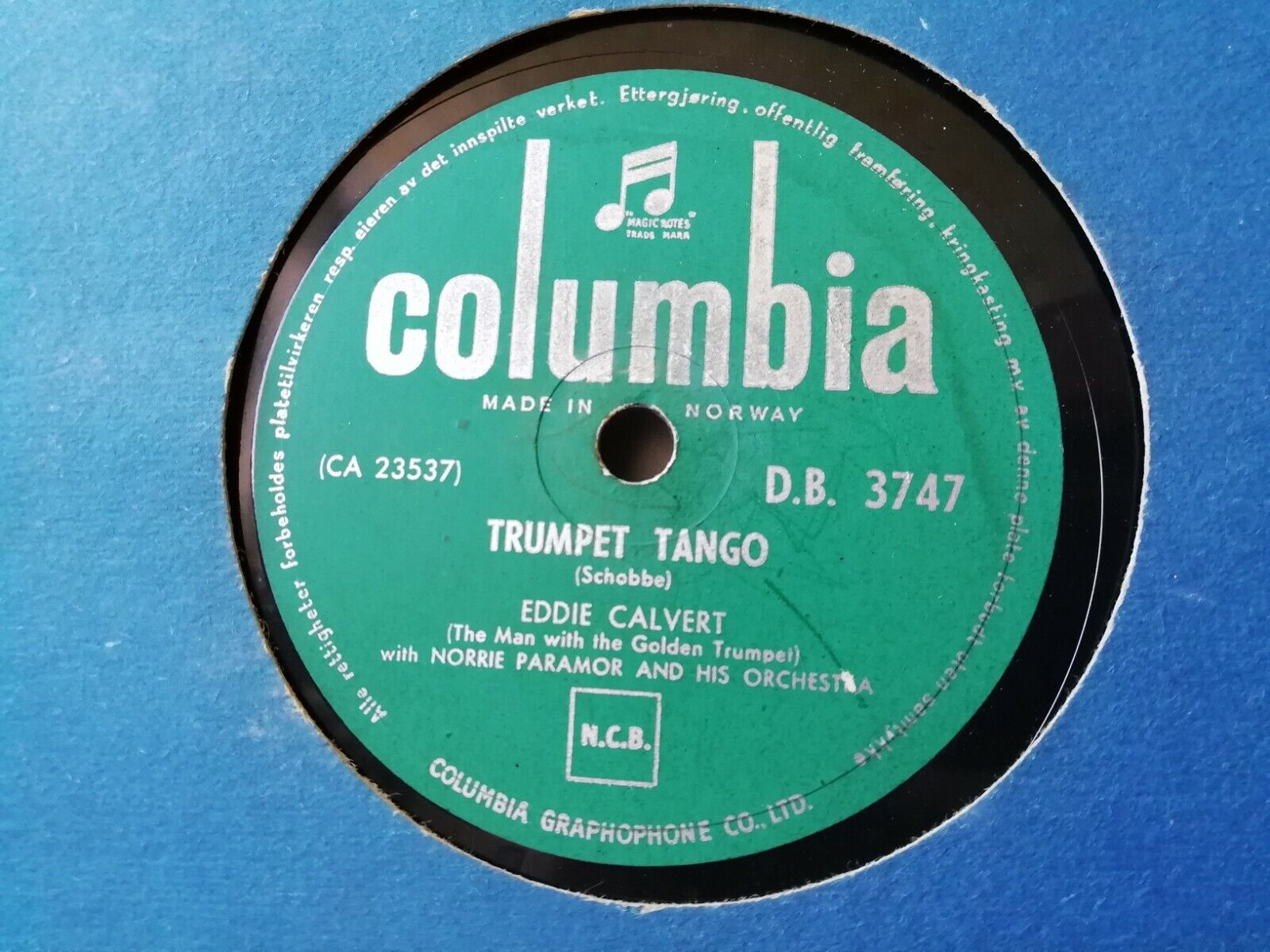 78 rpmEDDIE CALVERTZambeziTrumpet Tango Columbia NorwayDB3747