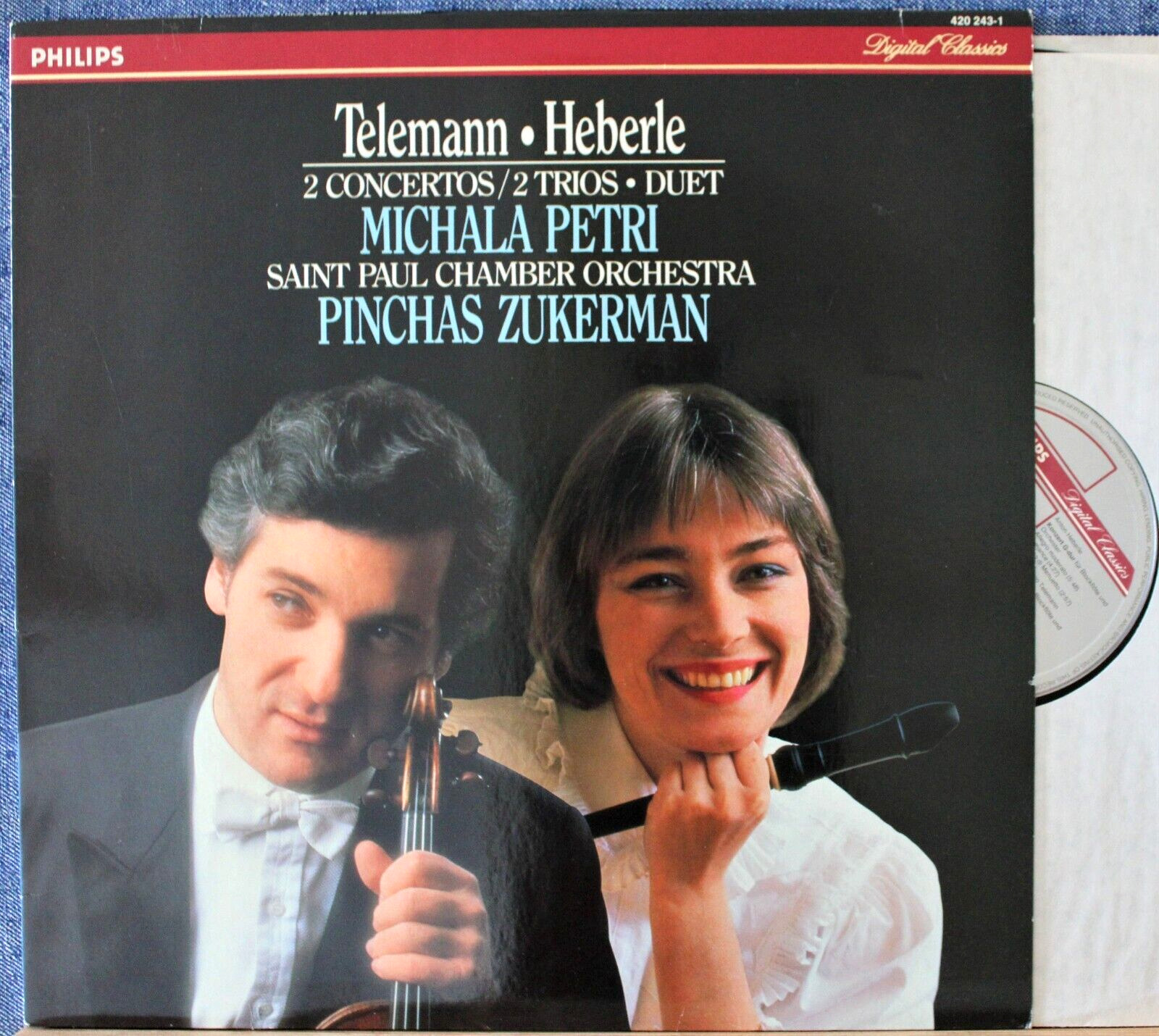 Petri; Zukerman Telemann + Heberle (Concertos; trios) Philips 420 243 dig  NM