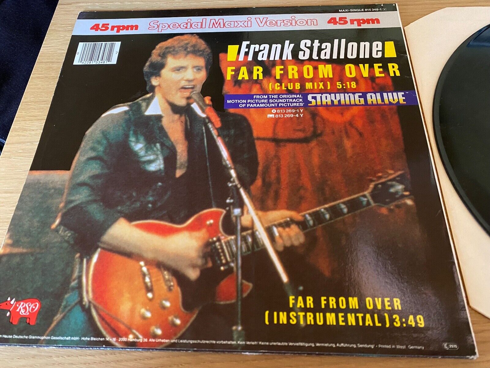 FRANK STALLONE "FAR FROM OVER" (CLUB MIX) RSO RECORDS 1983 FROM "STAYING ALIVE"*