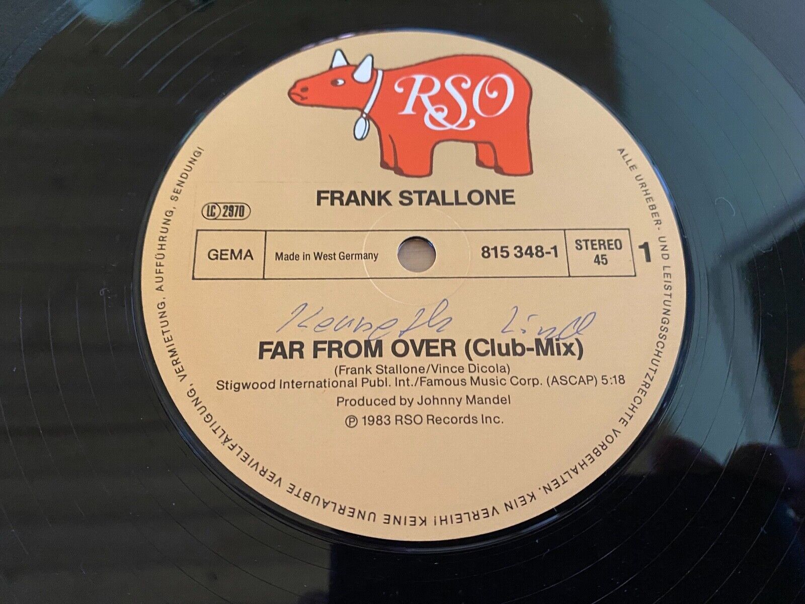 FRANK STALLONE "FAR FROM OVER" (CLUB MIX) RSO RECORDS 1983 FROM "STAYING ALIVE"*