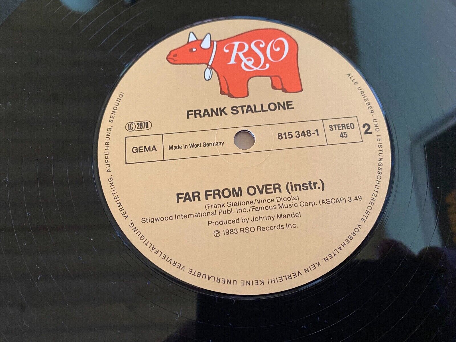 FRANK STALLONE "FAR FROM OVER" (CLUB MIX) RSO RECORDS 1983 FROM "STAYING ALIVE"*