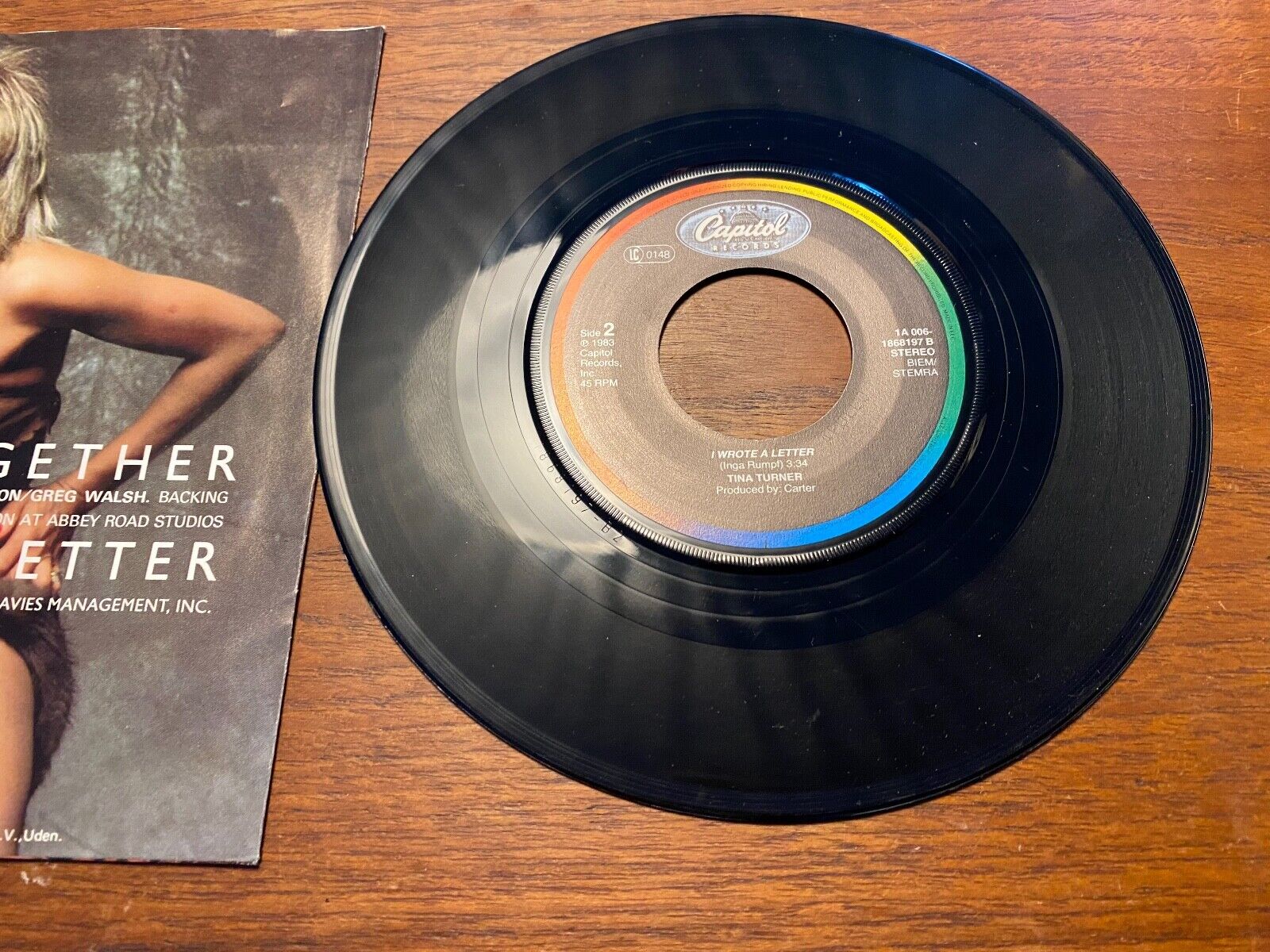 TINA TURNER "LET´S STAY TOGETHER / I WROTE A LETTER" 1983 CAPITOL RECORDS 7" OOP